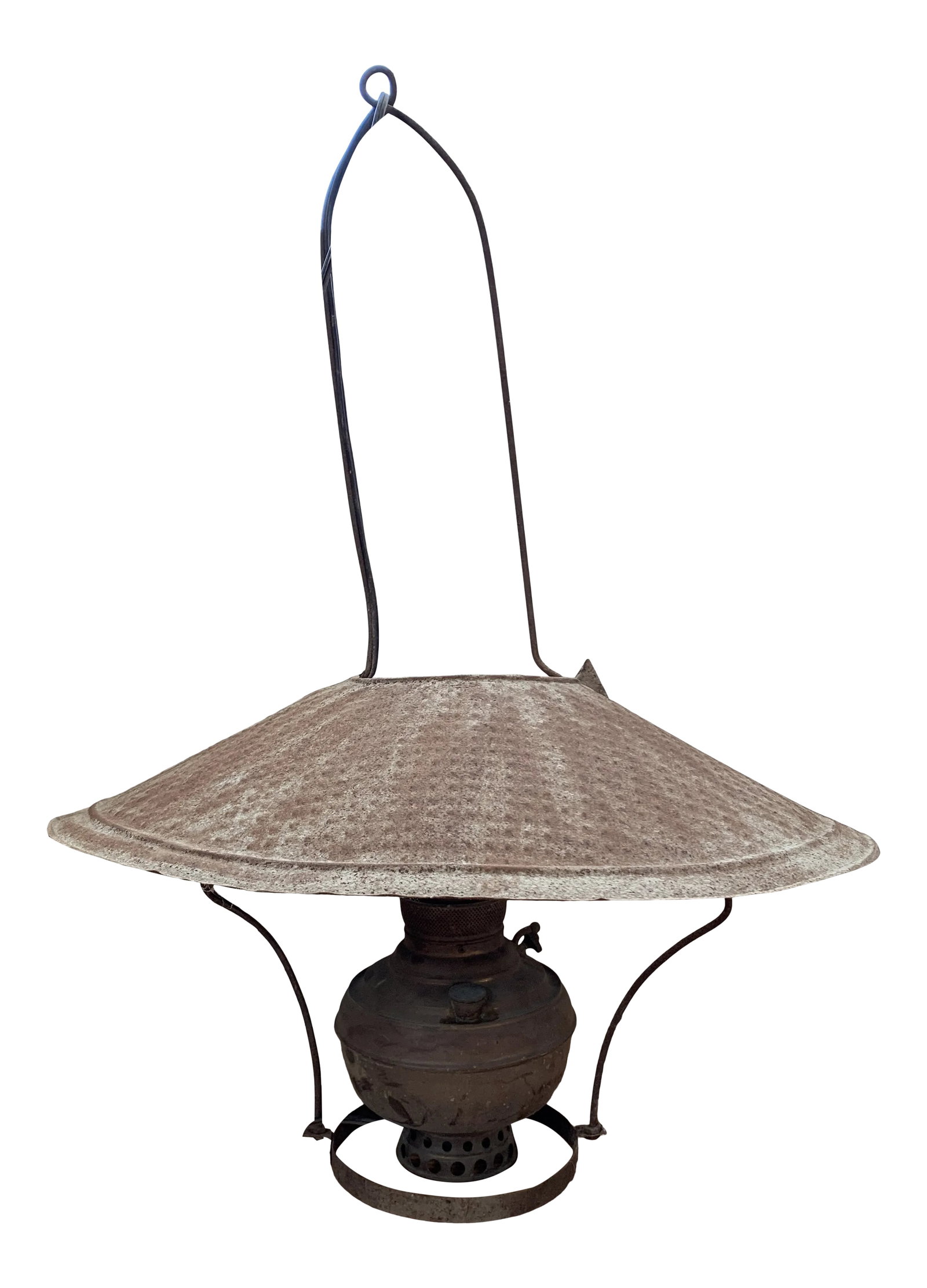 Vintage Electrified Brass Hanging Oil Lamp (1 of 13)
