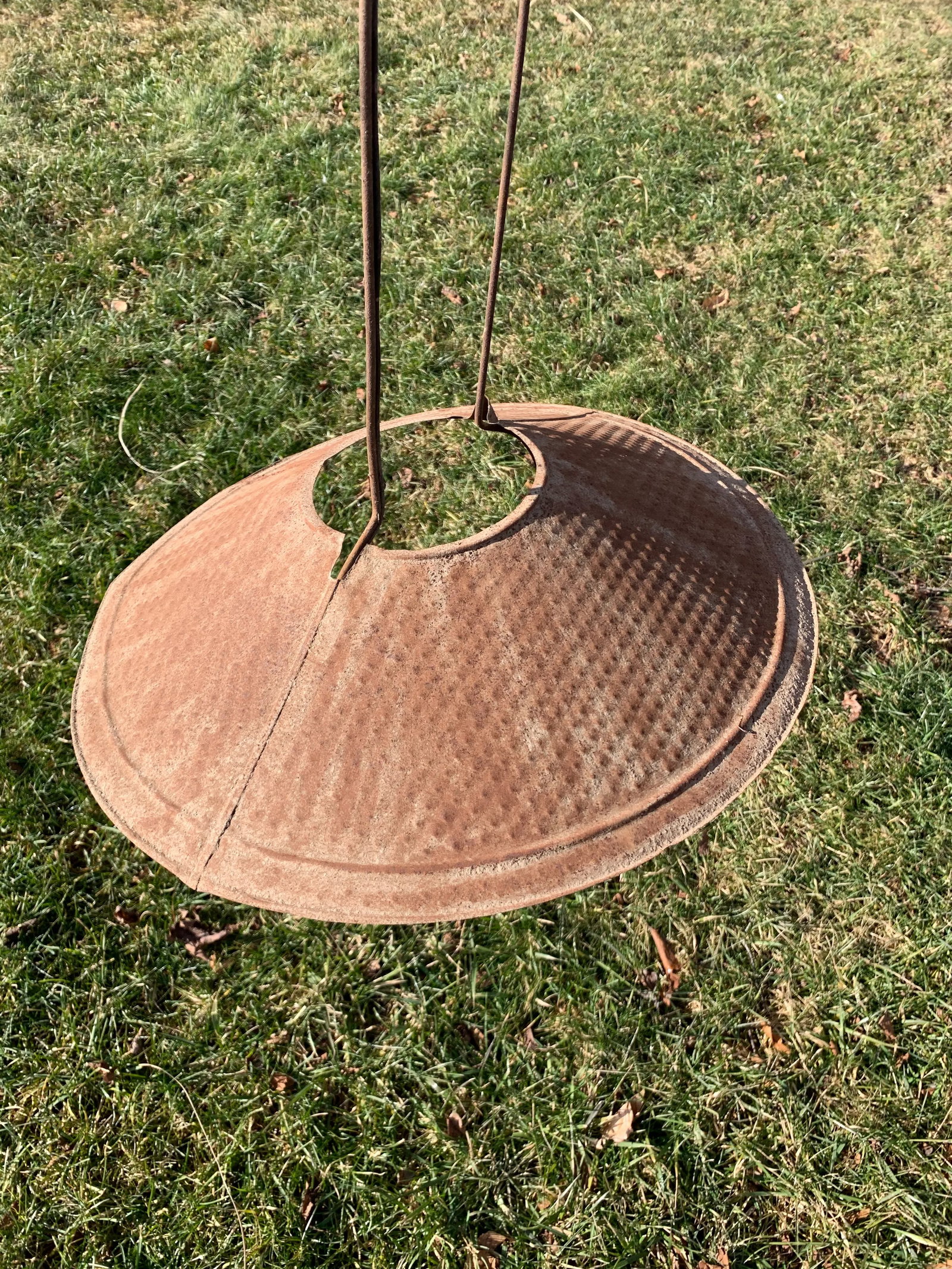 Vintage Electrified Brass Hanging Oil Lamp - 3
