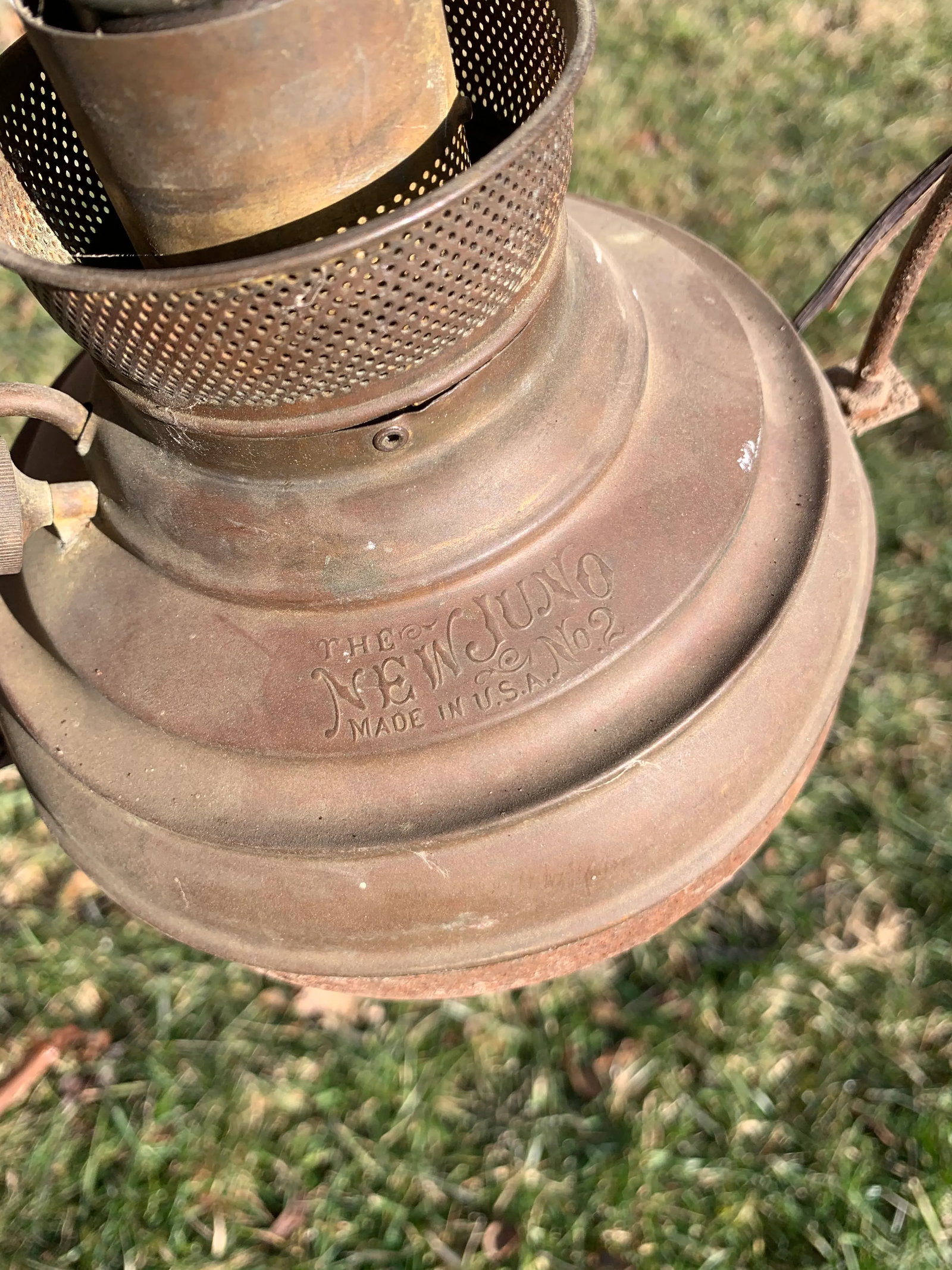 Vintage Electrified Brass Hanging Oil Lamp - 5