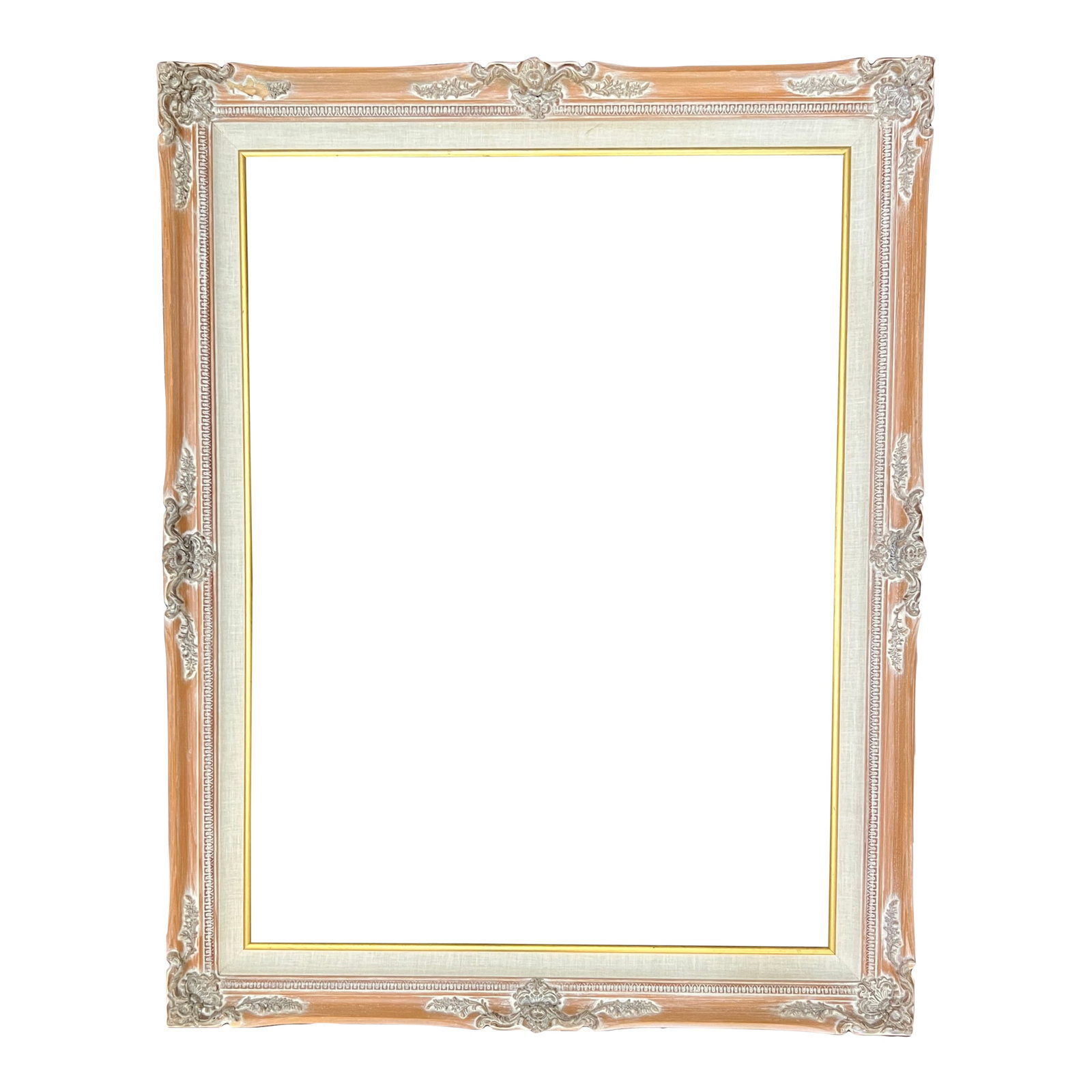 Vintage Carved Wood and Linen French Provincial Style Frame (1 of 17)