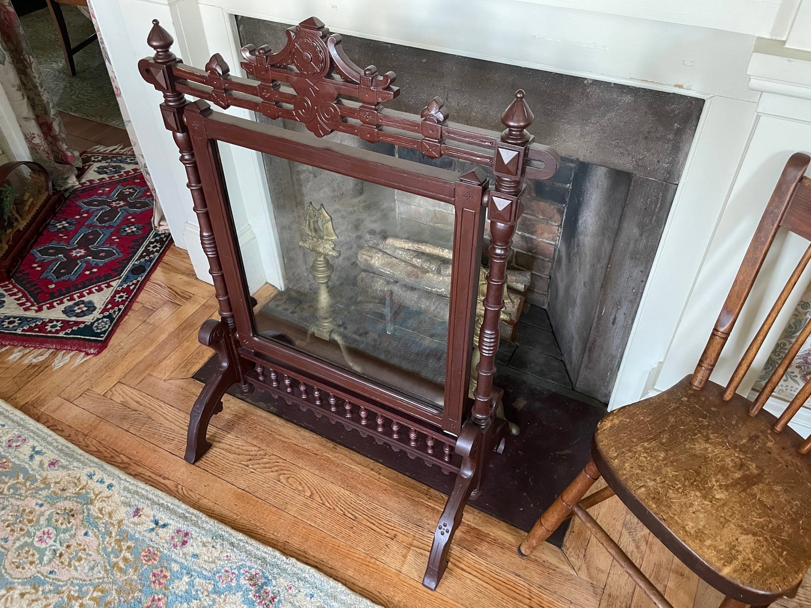 Antique Victorian 1800s Fireplace Screen Frame - 11