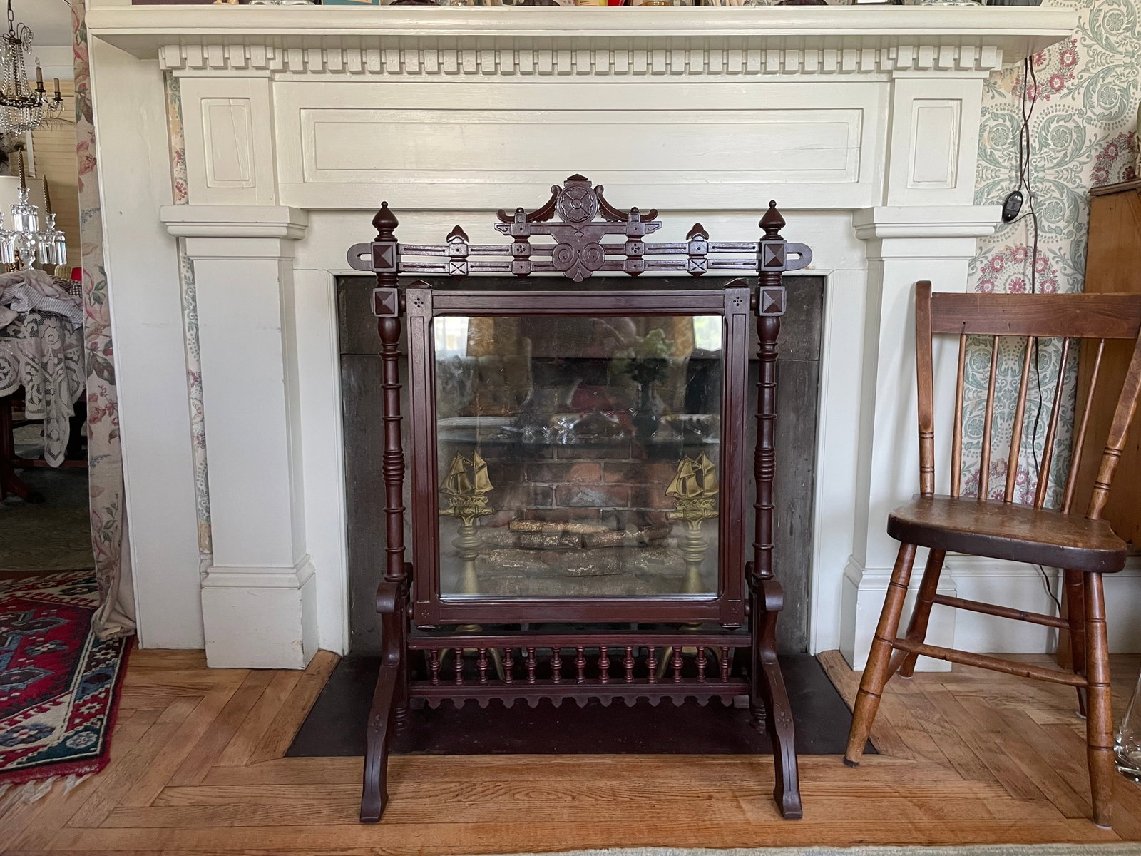 Antique Victorian 1800s Fireplace Screen Frame - 13