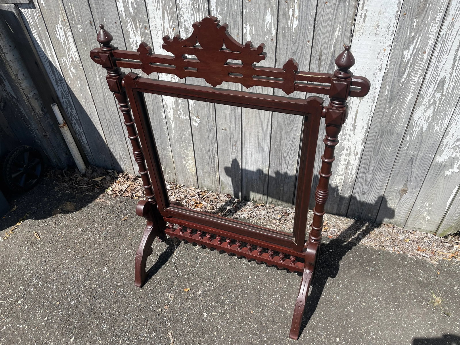 Antique Victorian 1800s Fireplace Screen Frame - 7