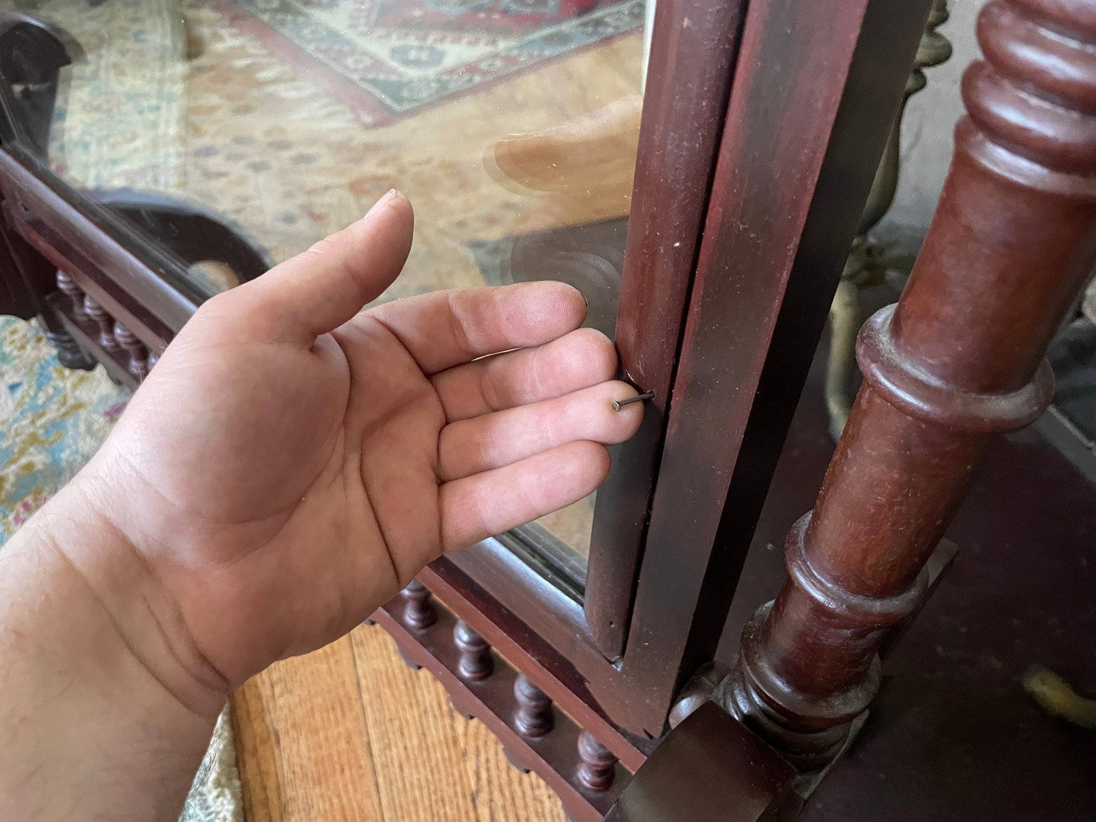 Antique Victorian 1800s Fireplace Screen Frame - 9