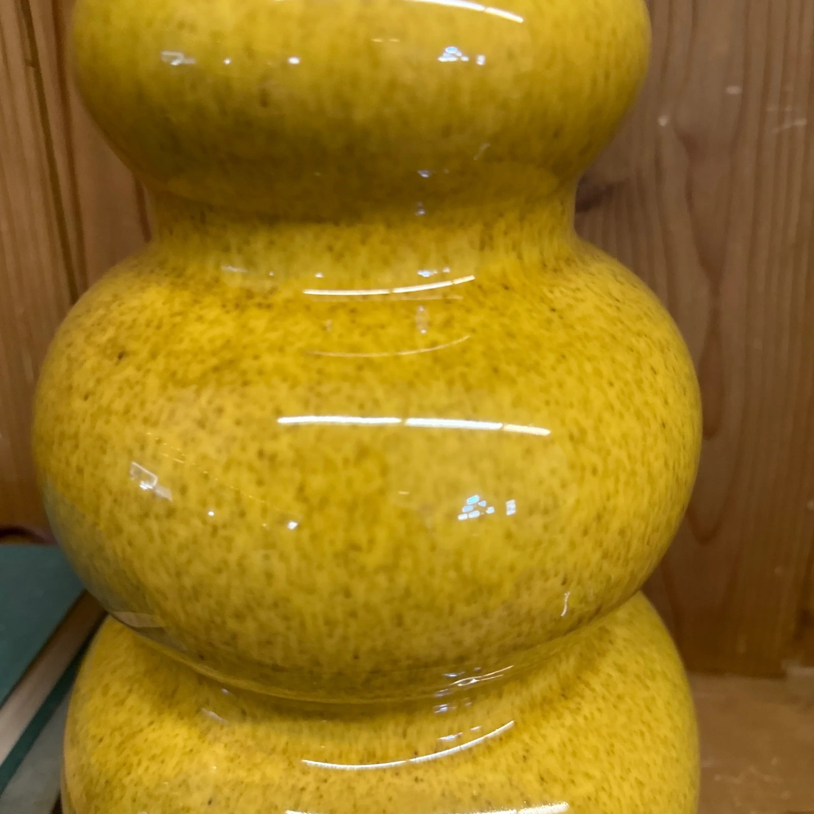 Vintage Gourd Lamp Yellow Ceramic. Perfect Proportion. - 4