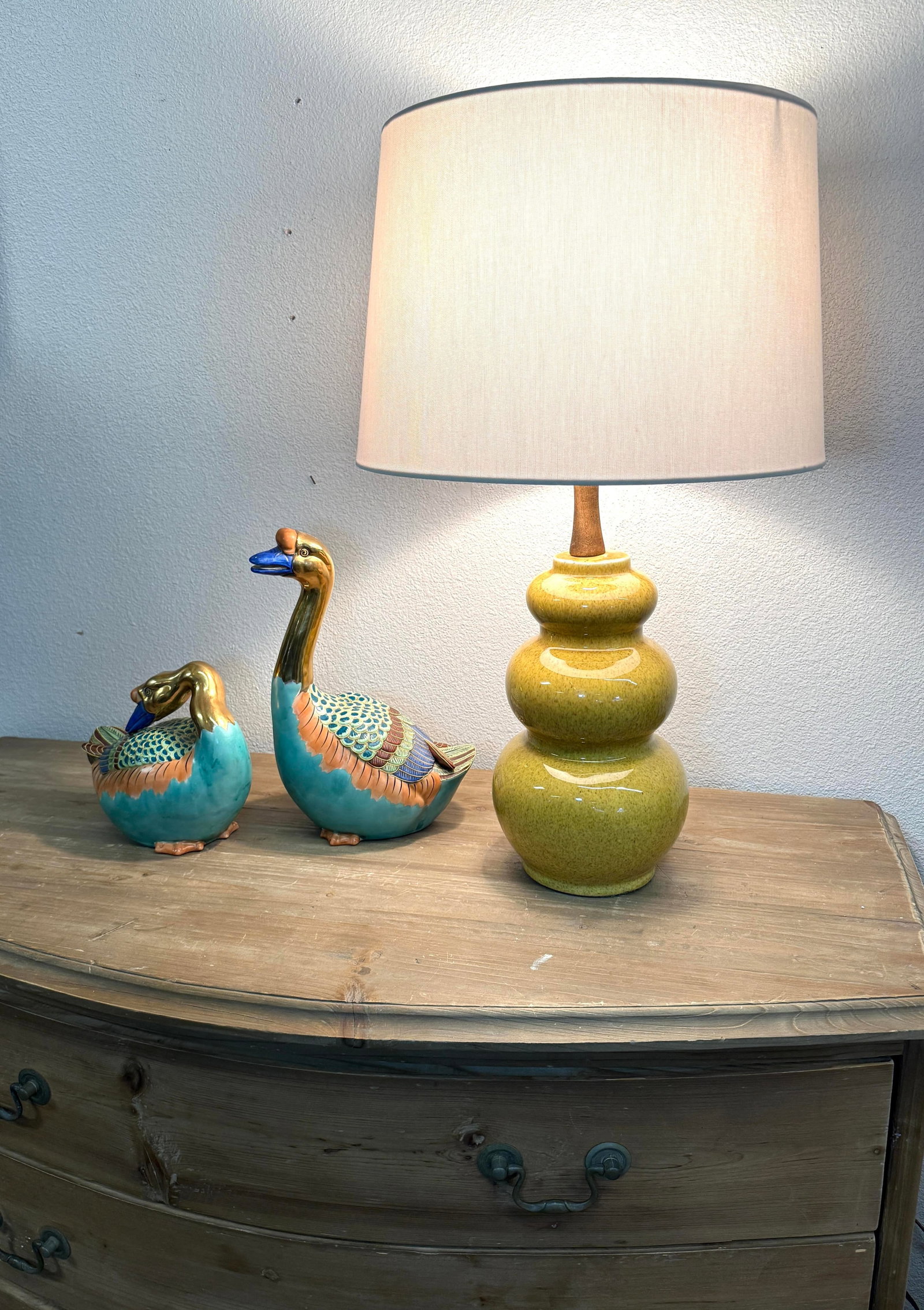 Vintage Gourd Lamp Yellow Ceramic. Perfect Proportion. - 6