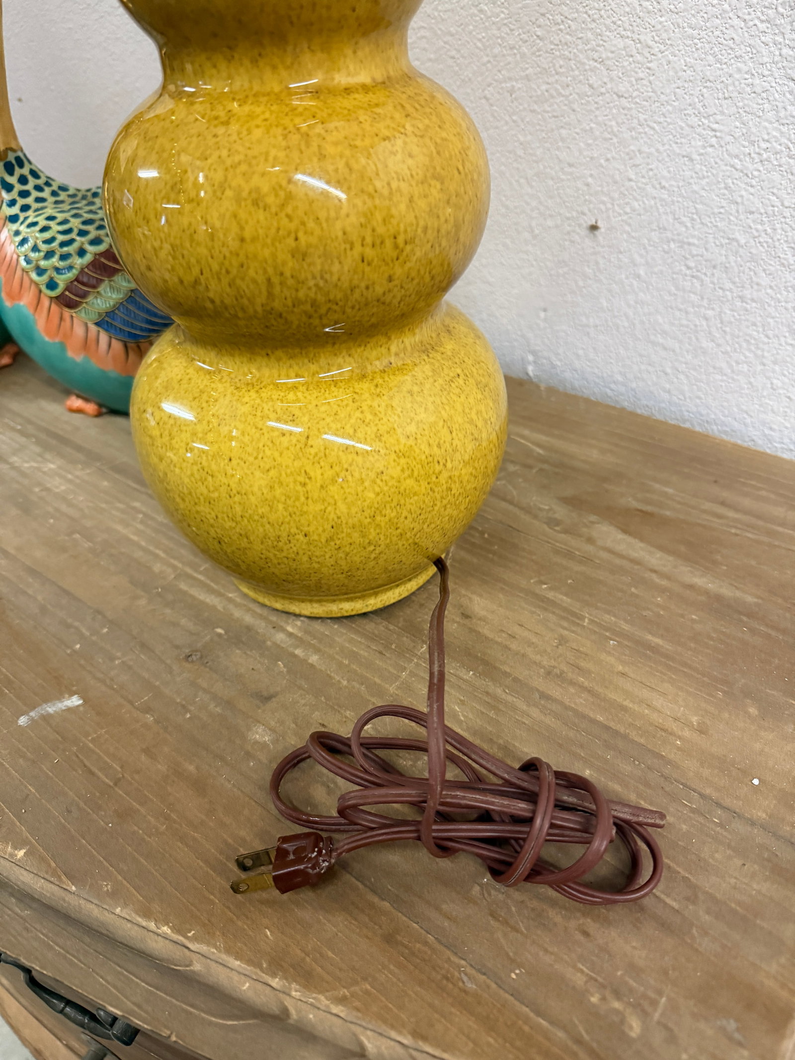 Vintage Gourd Lamp Yellow Ceramic. Perfect Proportion. - 8