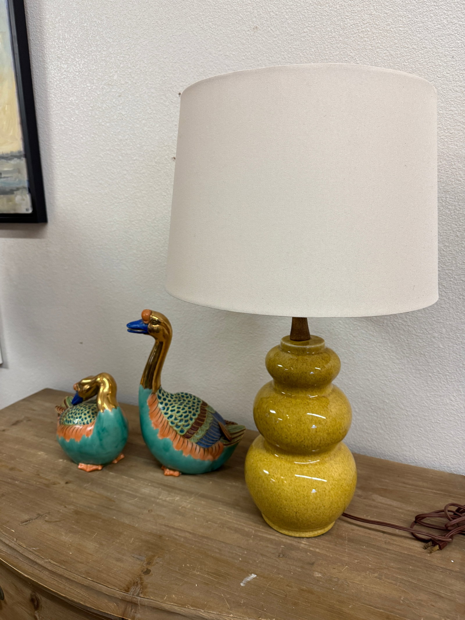 Vintage Gourd Lamp Yellow Ceramic. Perfect Proportion. - 9