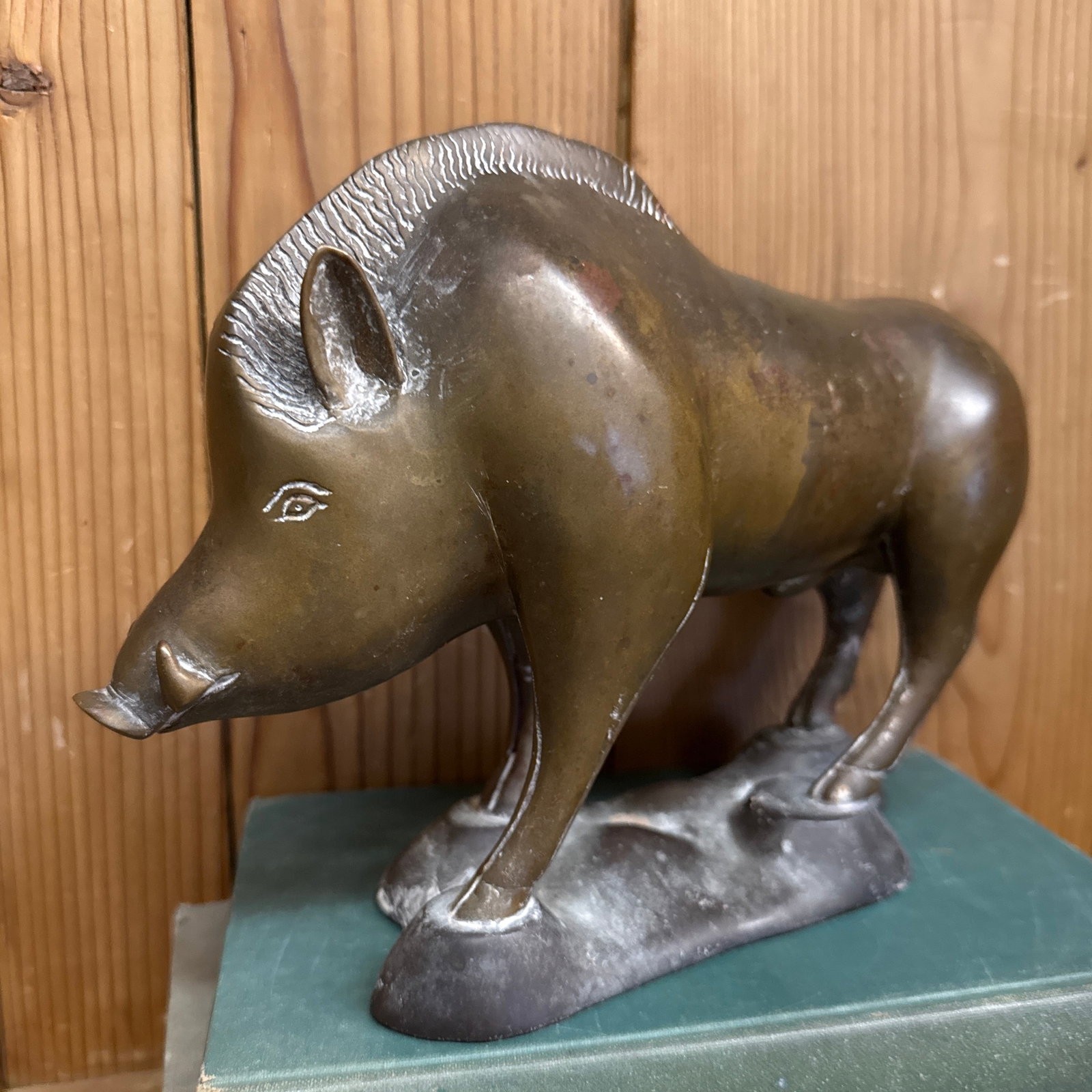 1950s Wild Boar Bronze Sculpture Razor Back Boar - 2