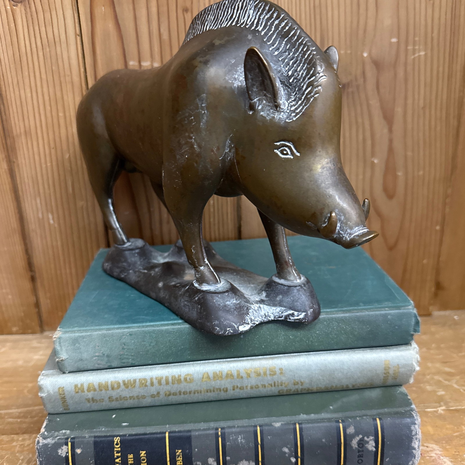 1950s Wild Boar Bronze Sculpture Razor Back Boar - 3