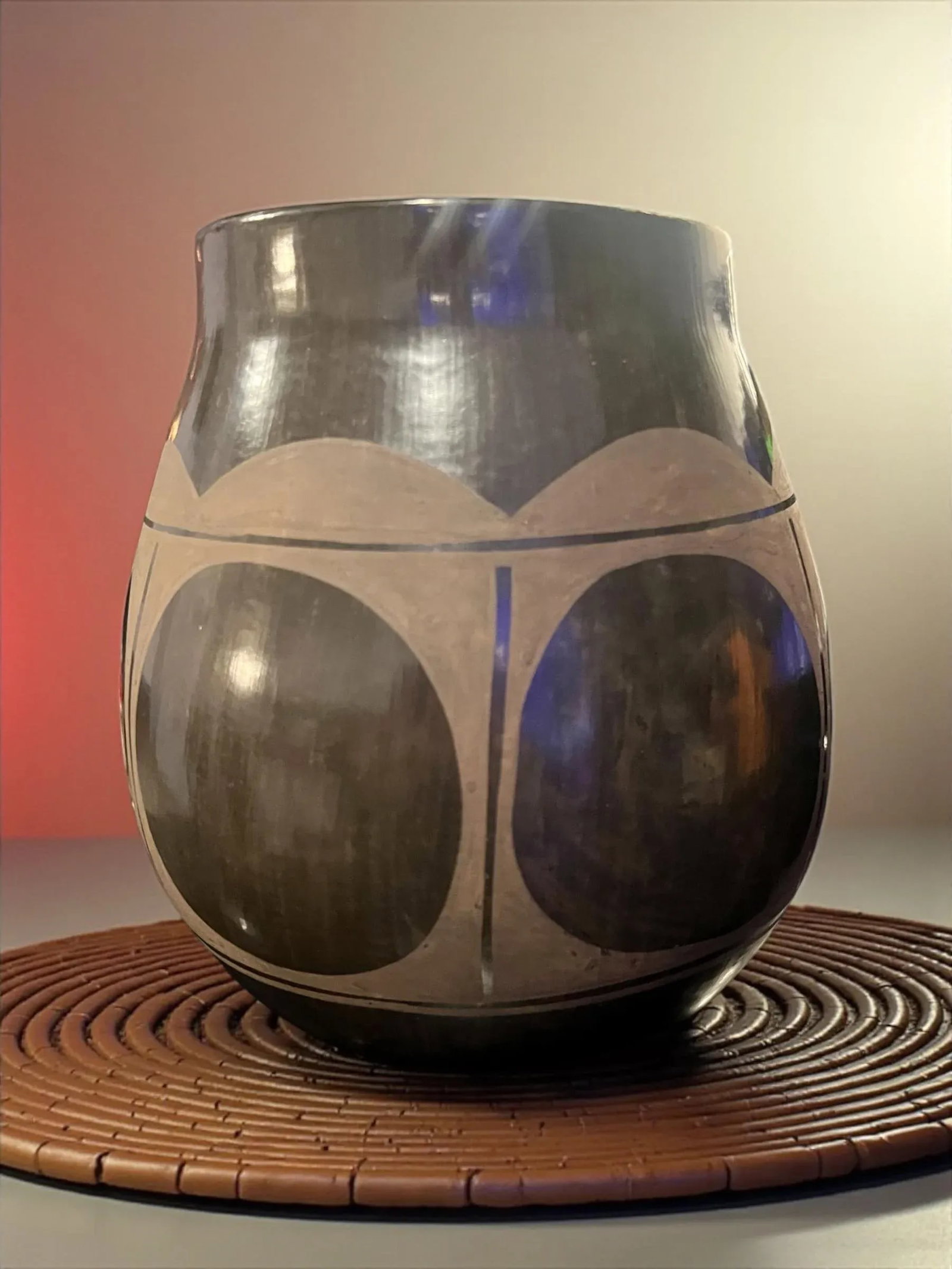 D Aguilar Blackware Pueblo Pottery Vase-Southwestern-New Mexico-Native American - 2
