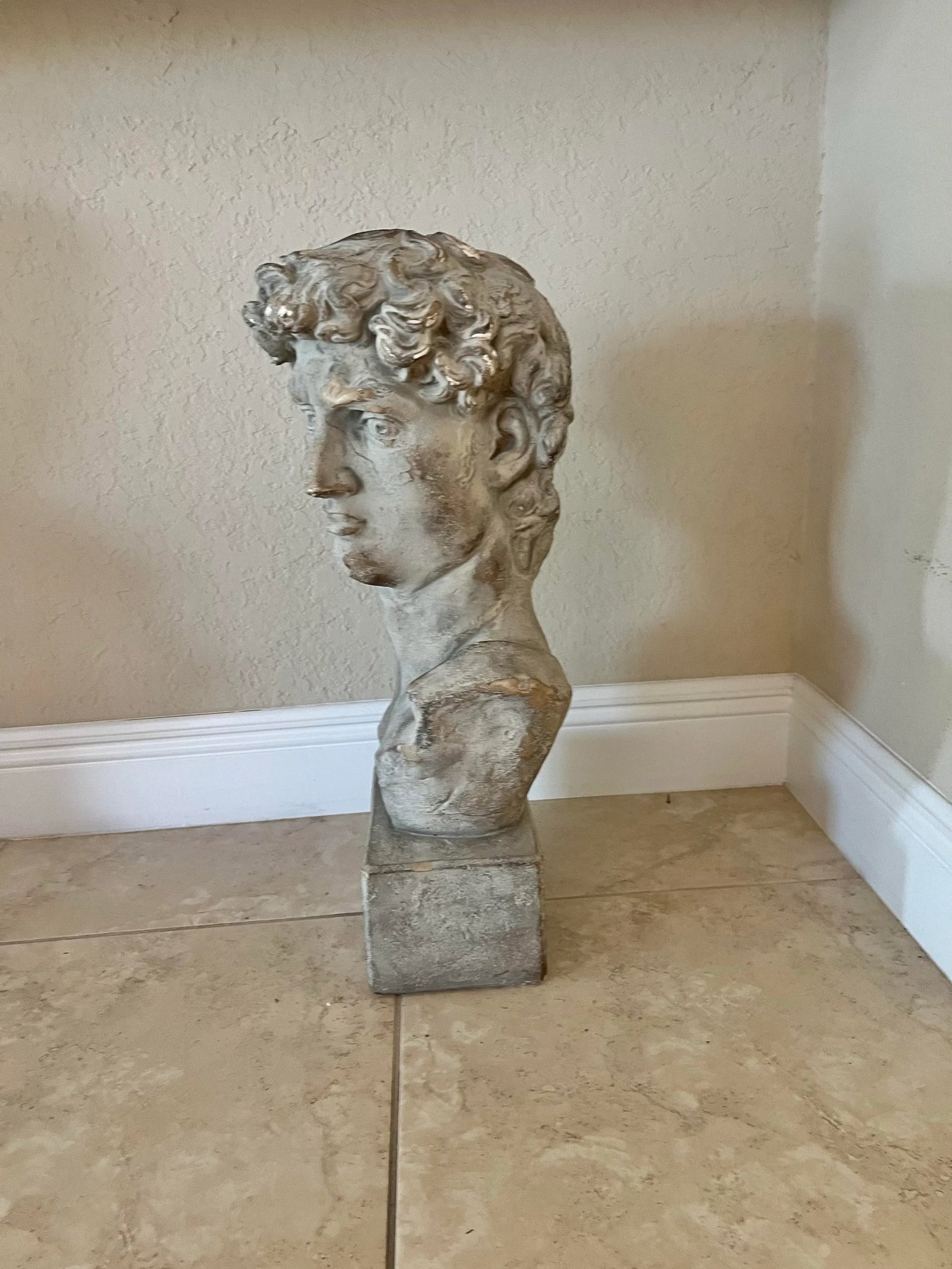 Vintage Late 20th Century Pedestal Bust of Michelangelo's David - 6