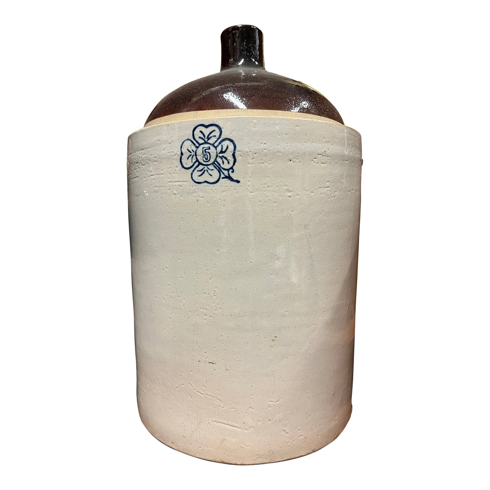 Antique Stoneware Crock /Jug With Blue Clover 5 Gallon (1 of 8)