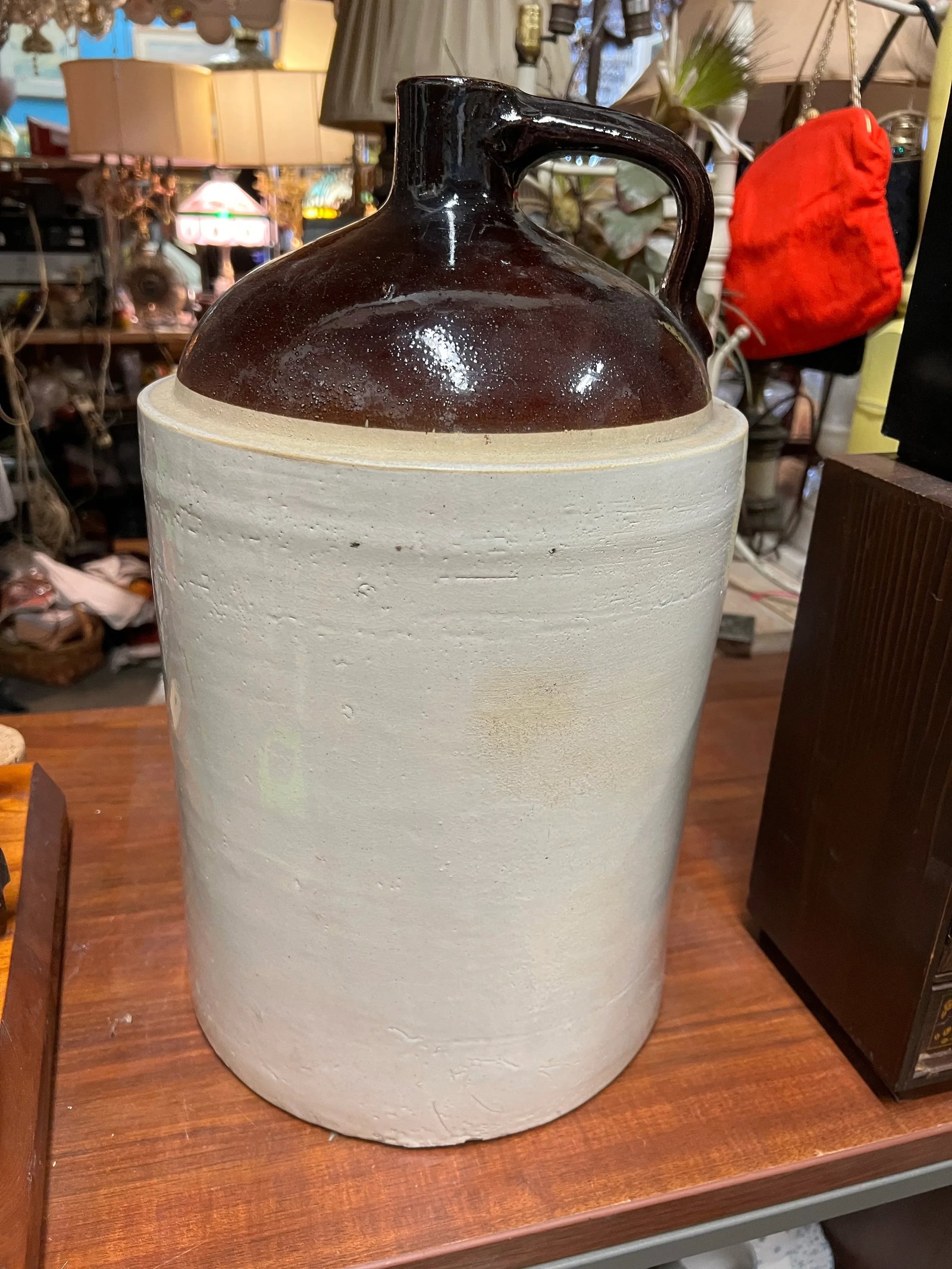 Antique Stoneware Crock /Jug With Blue Clover 5 Gallon - 2