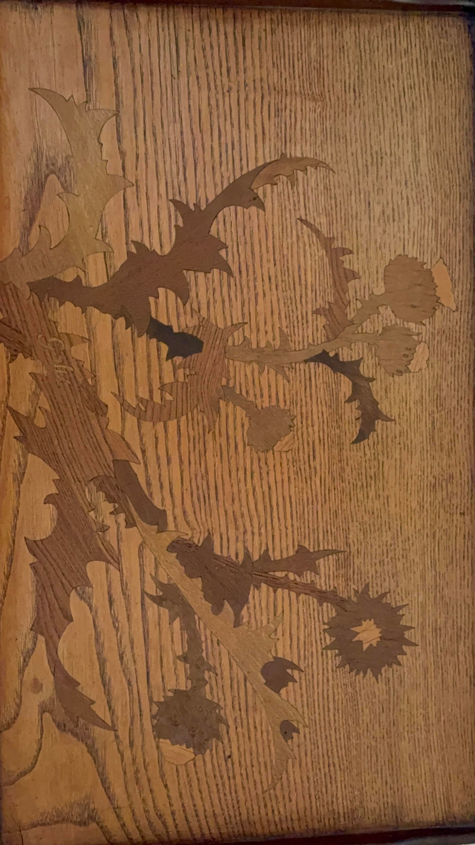 Late 19th Century Galle Inlaid Art Nouveau Tray Featuring Thistles - 3