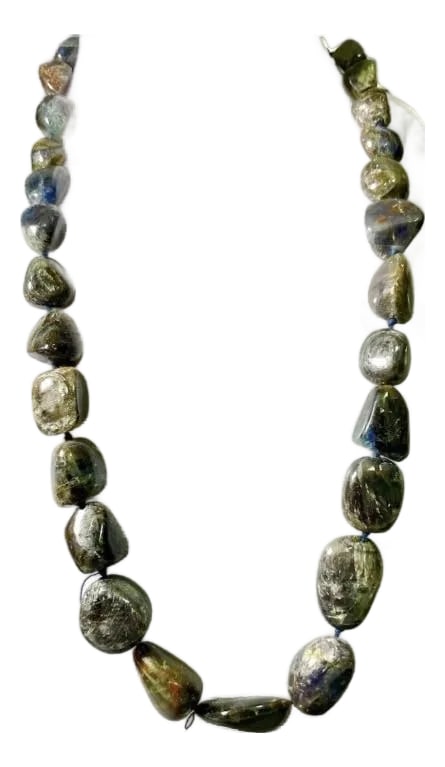 Gemstone Necklace Raw Saphire Deep Purples, Blues & Reds, Sterling Silver Clasp. (1 of 3)
