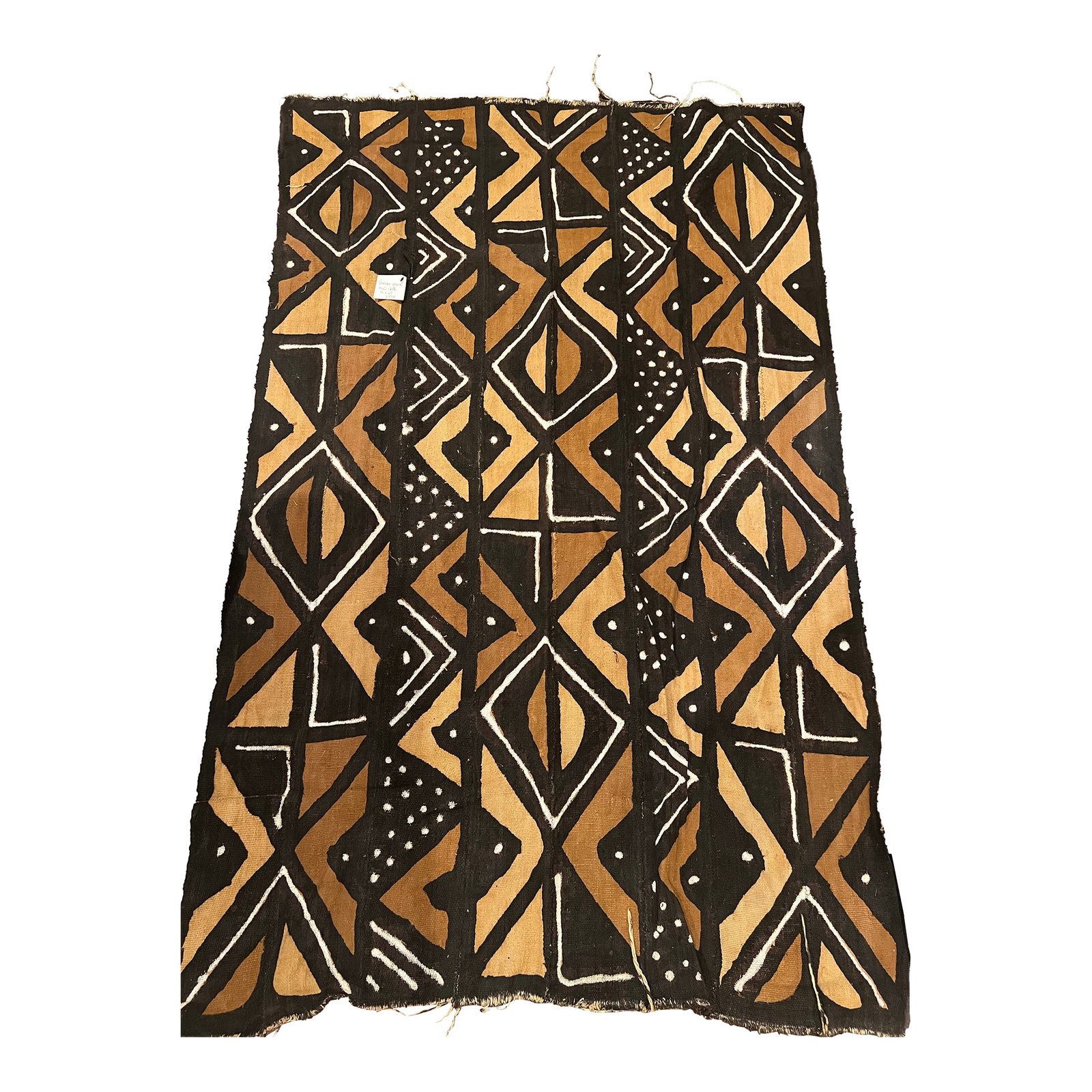 Vintage African Mud Cloth - Handwoven & Hand-Dyed Textile: This authentic Bogolanfini mud cloth from Mali, West Africa, features bold hand-painted geometric patterns in earthy black, brown, and ivory tones. Handwoven from cotton strips and dyed with natural