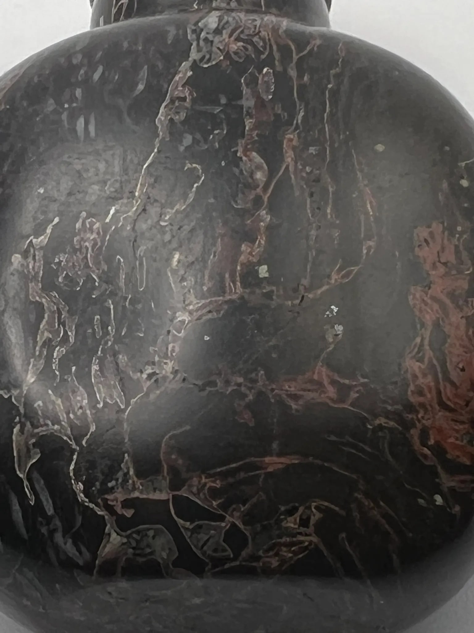 Vintage Black Agate Snuff Bottle With Striations - 7