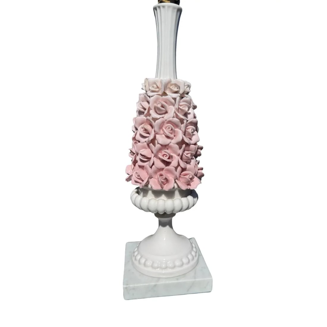 Vintage Porcelain Capodimonte Style Floral Rose Lamp - 2