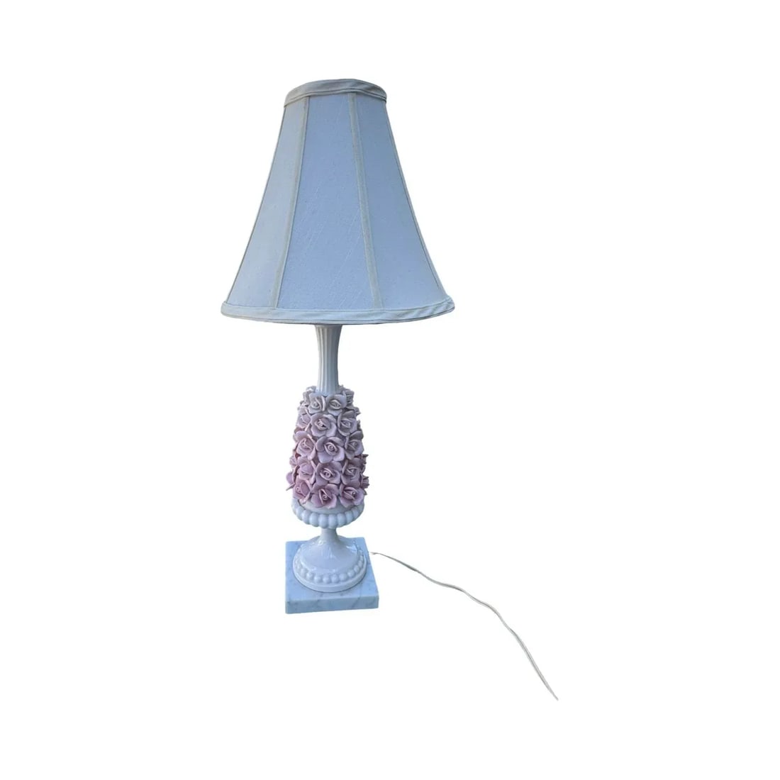 Vintage Porcelain Capodimonte Style Floral Rose Lamp - 3