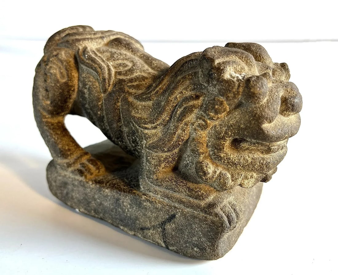 Antique Stone Lion Paper Weight - 2