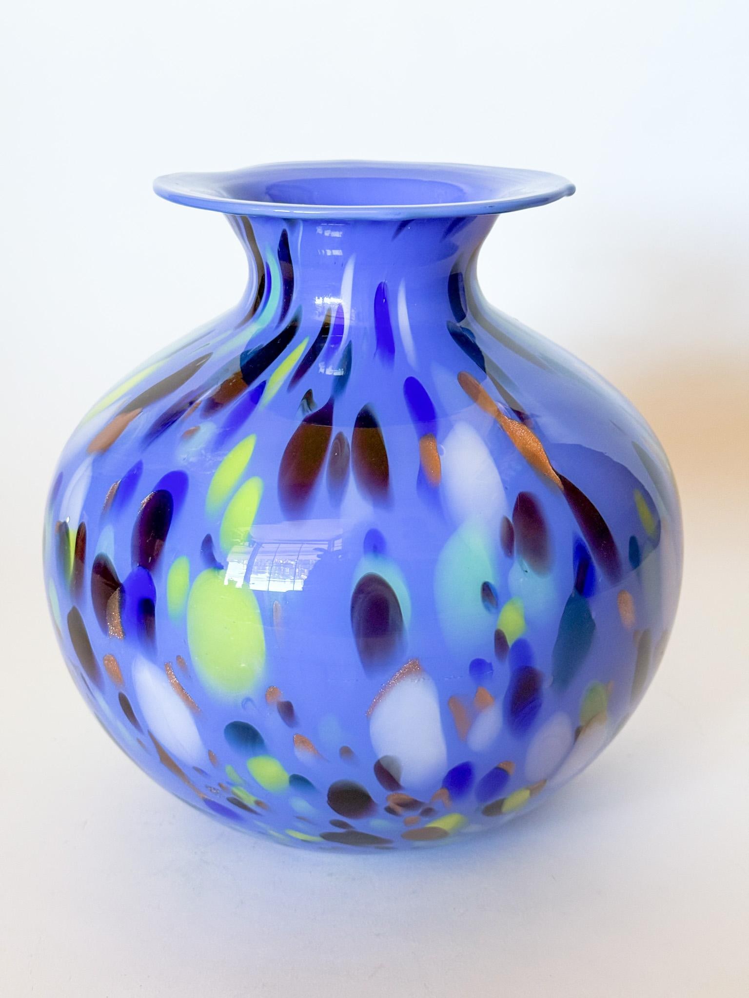 Mid Century Studio Azzurra Maestri Vetrai Italy Mouth Blown Art Glass Vase - 3
