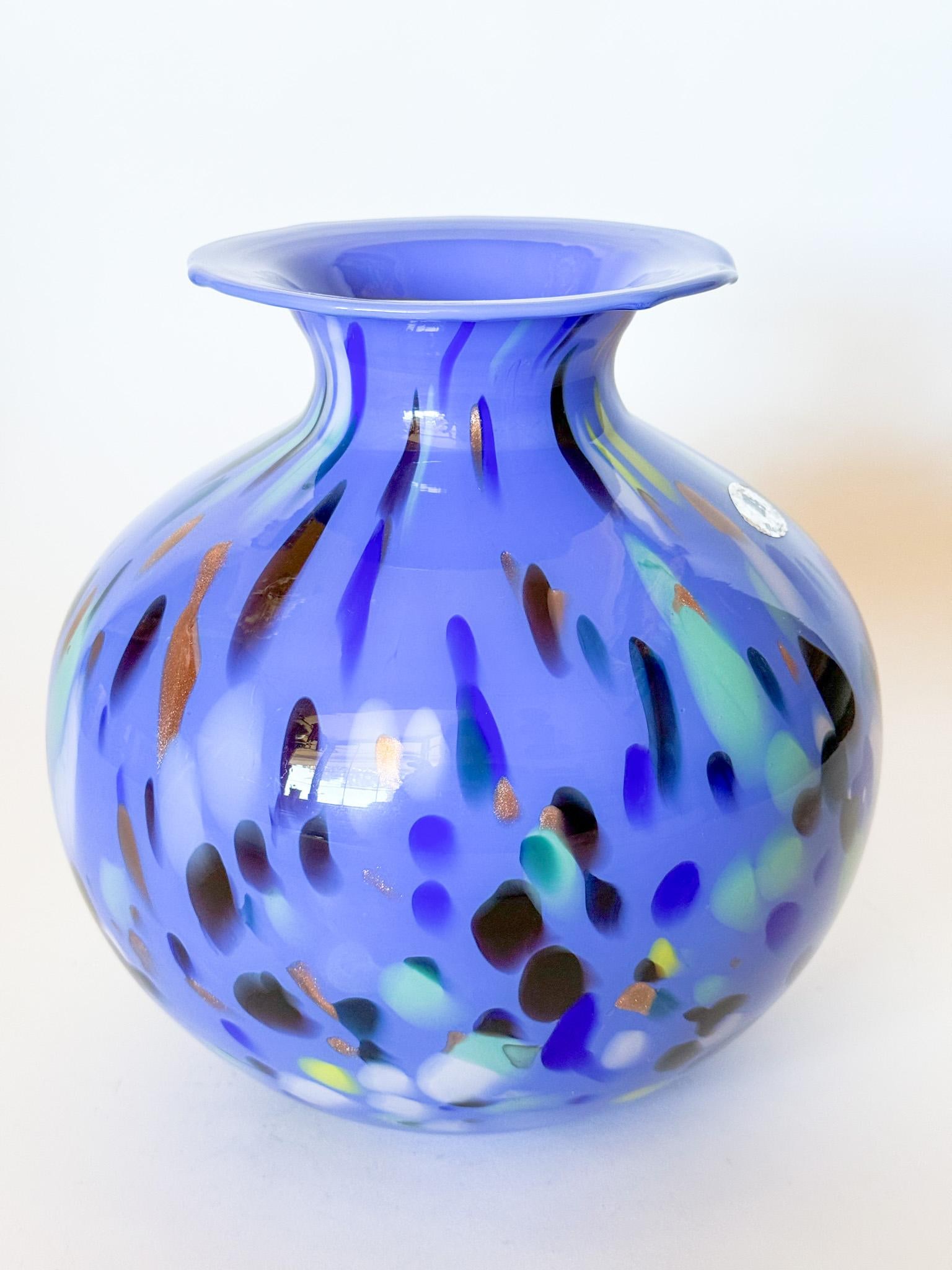 Mid Century Studio Azzurra Maestri Vetrai Italy Mouth Blown Art Glass Vase - 8