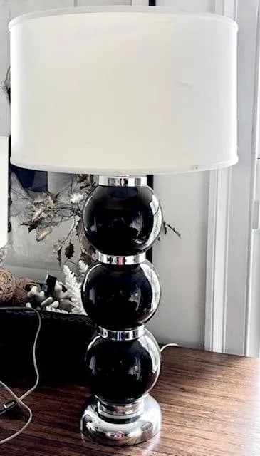 Mid Century George Kovacs Black Ceramic and Chrome Stacked Table Lamp - 2