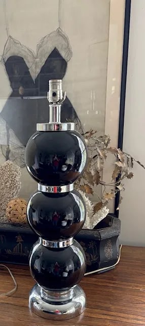 Mid Century George Kovacs Black Ceramic and Chrome Stacked Table Lamp - 4