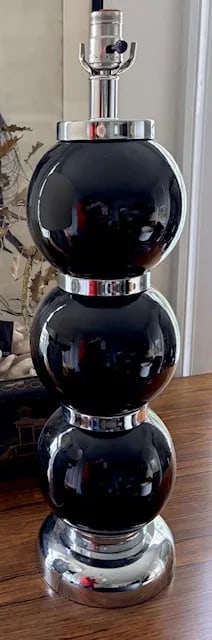 Mid Century George Kovacs Black Ceramic and Chrome Stacked Table Lamp - 6