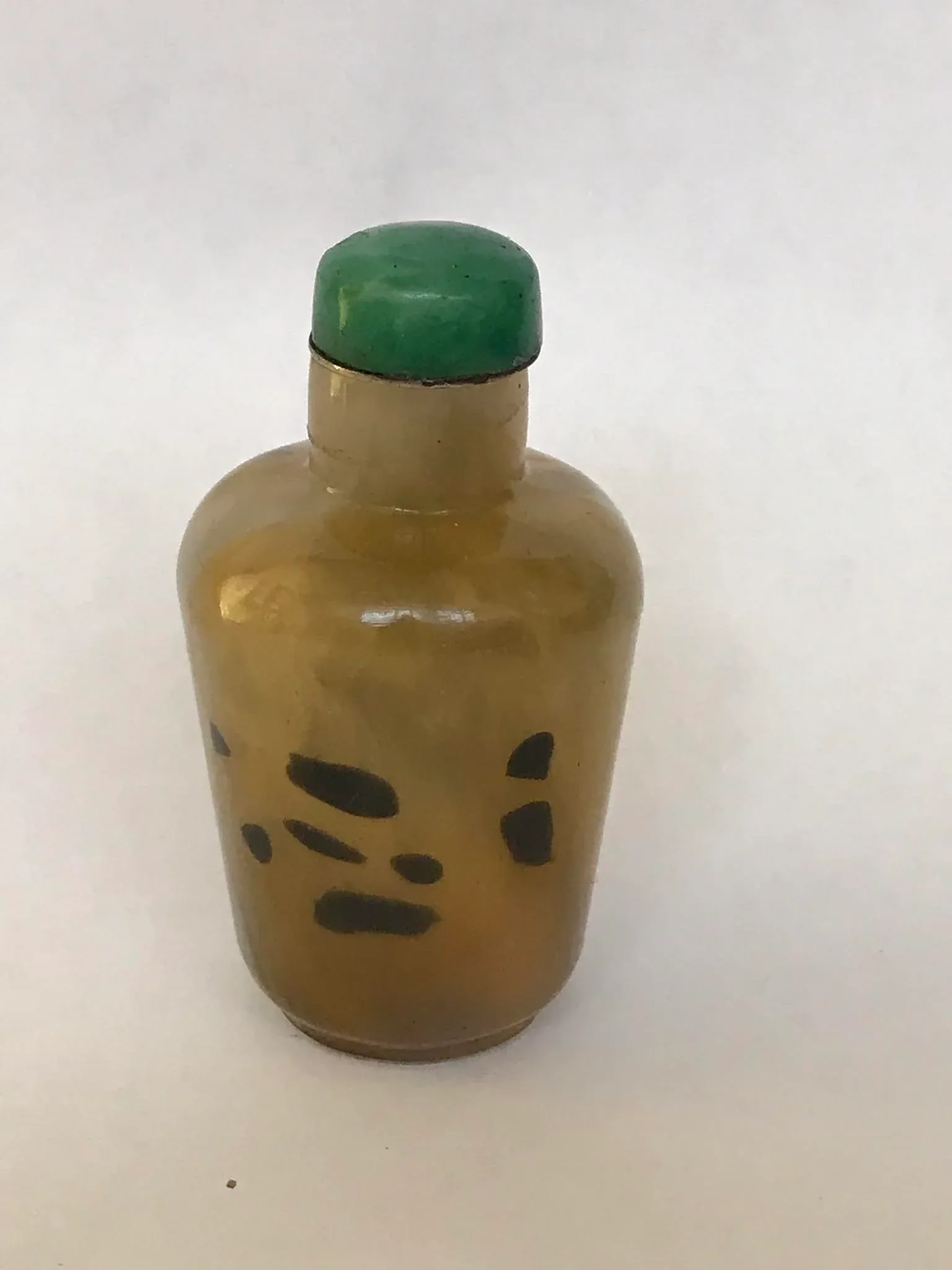 Vintage 1920s Sandwich Glass Snuff Bottle Imitating Shadow Agate - 12