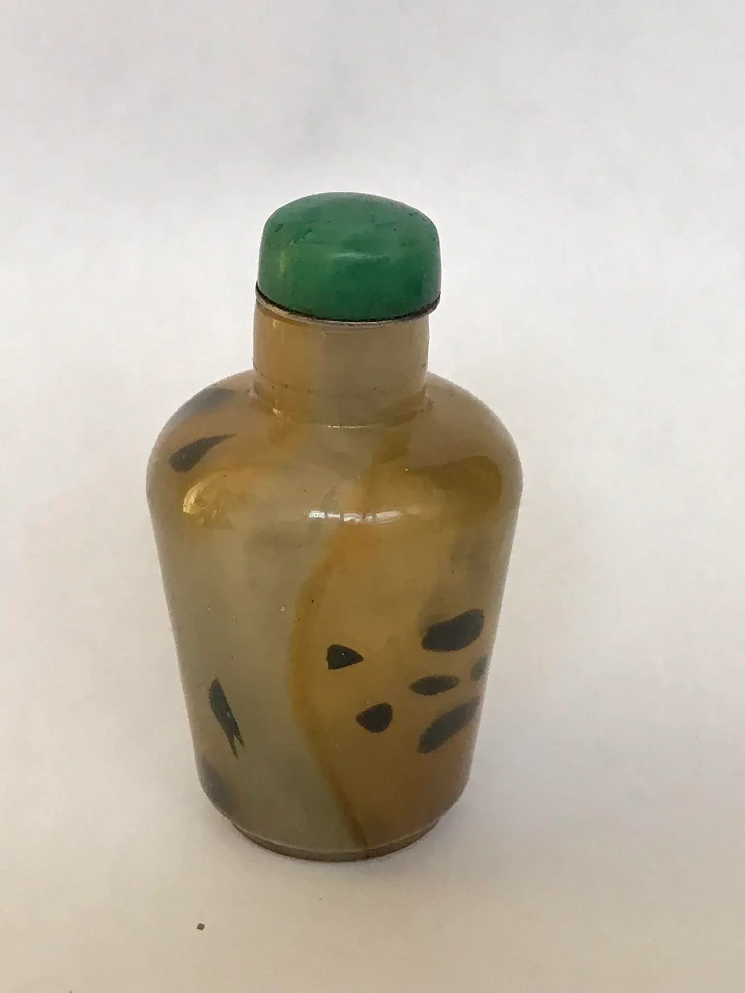 Vintage 1920s Sandwich Glass Snuff Bottle Imitating Shadow Agate - 3