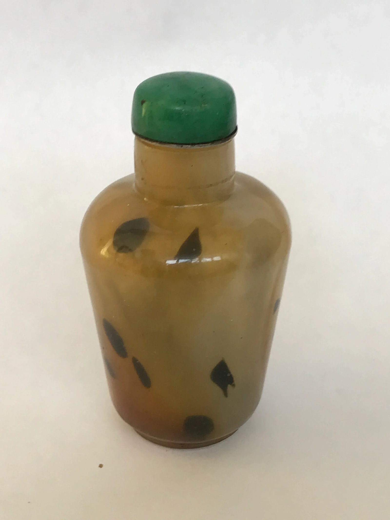 Vintage 1920s Sandwich Glass Snuff Bottle Imitating Shadow Agate - 5