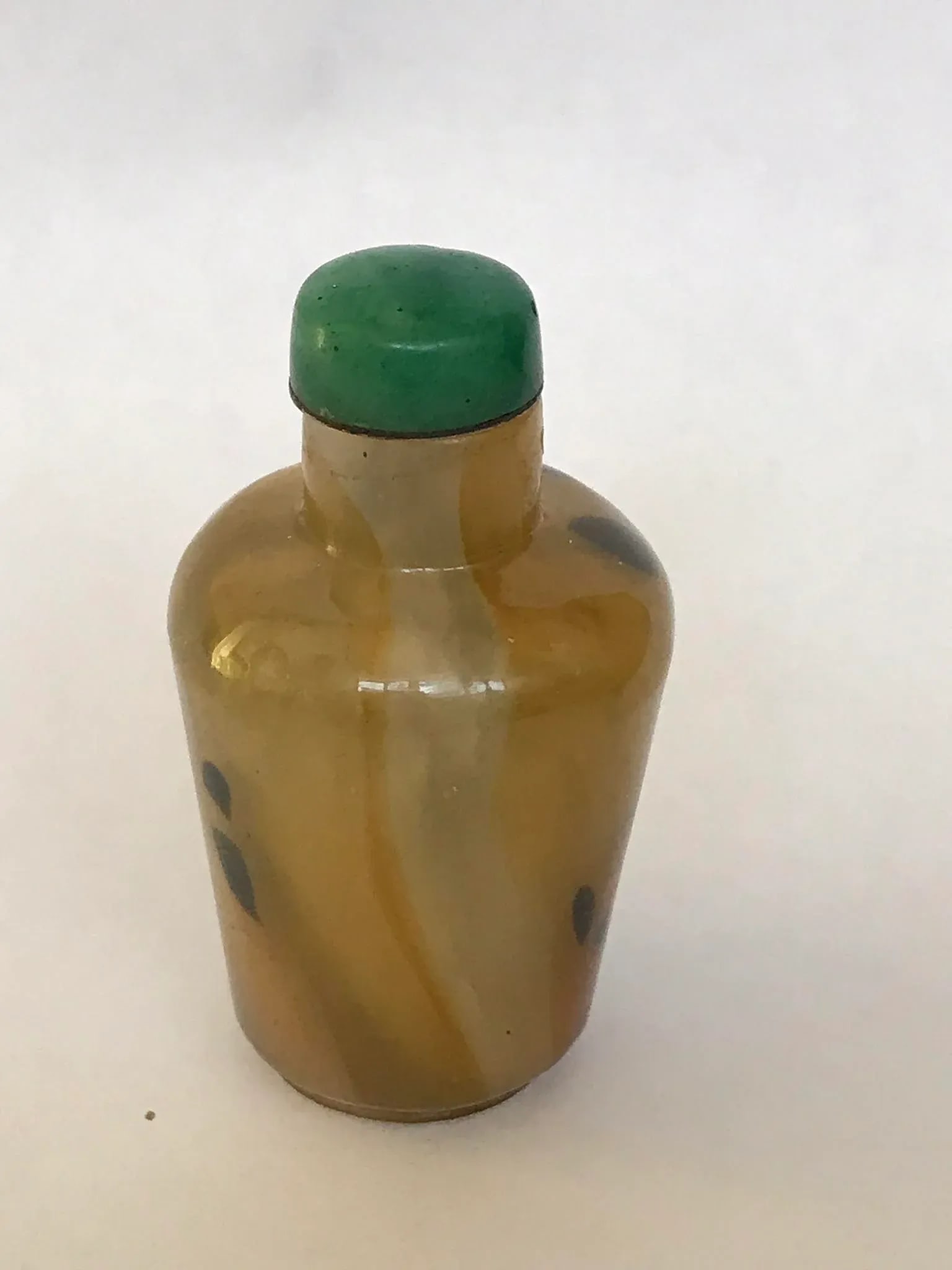 Vintage 1920s Sandwich Glass Snuff Bottle Imitating Shadow Agate - 7
