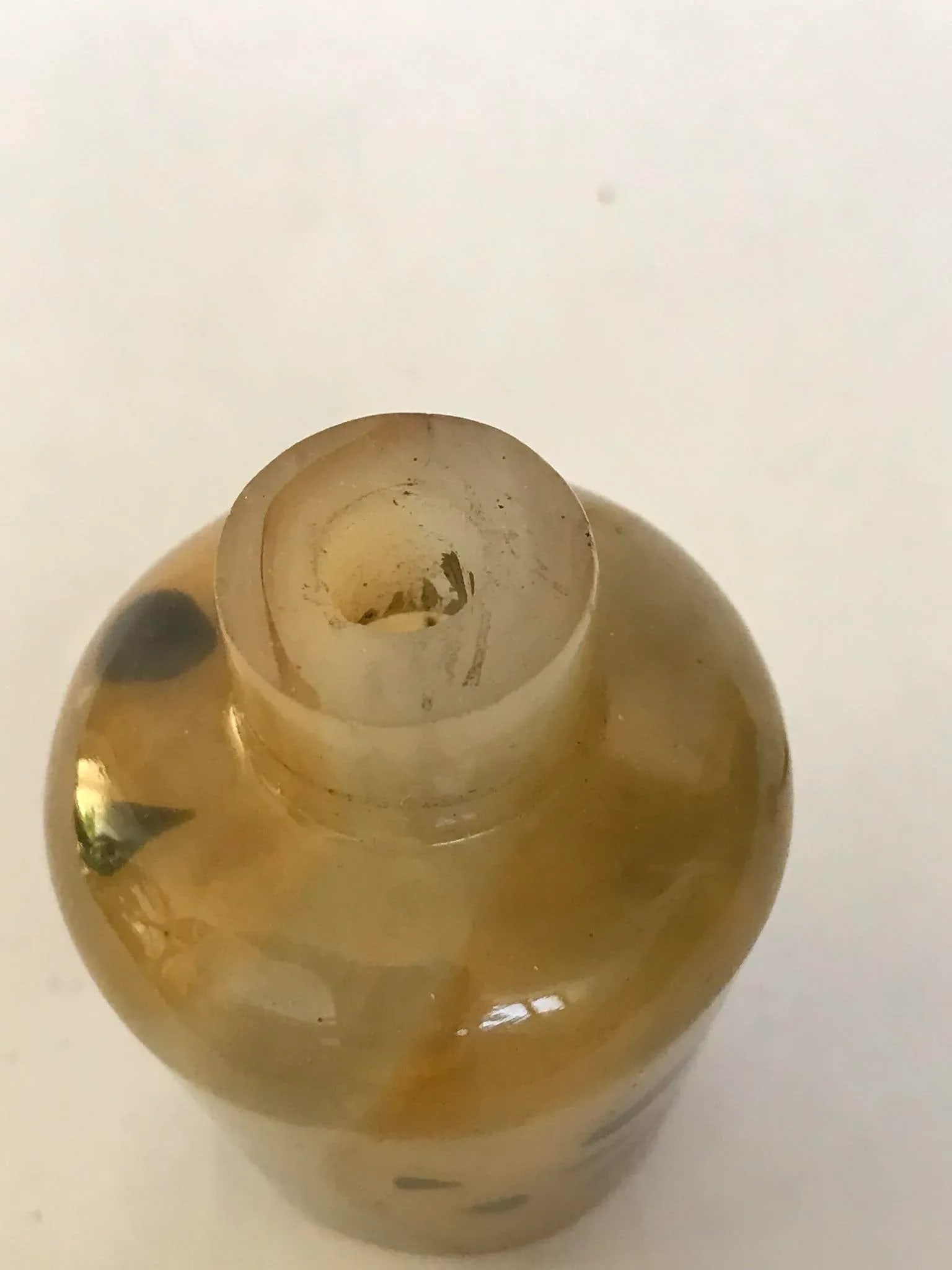 Vintage 1920s Sandwich Glass Snuff Bottle Imitating Shadow Agate - 9