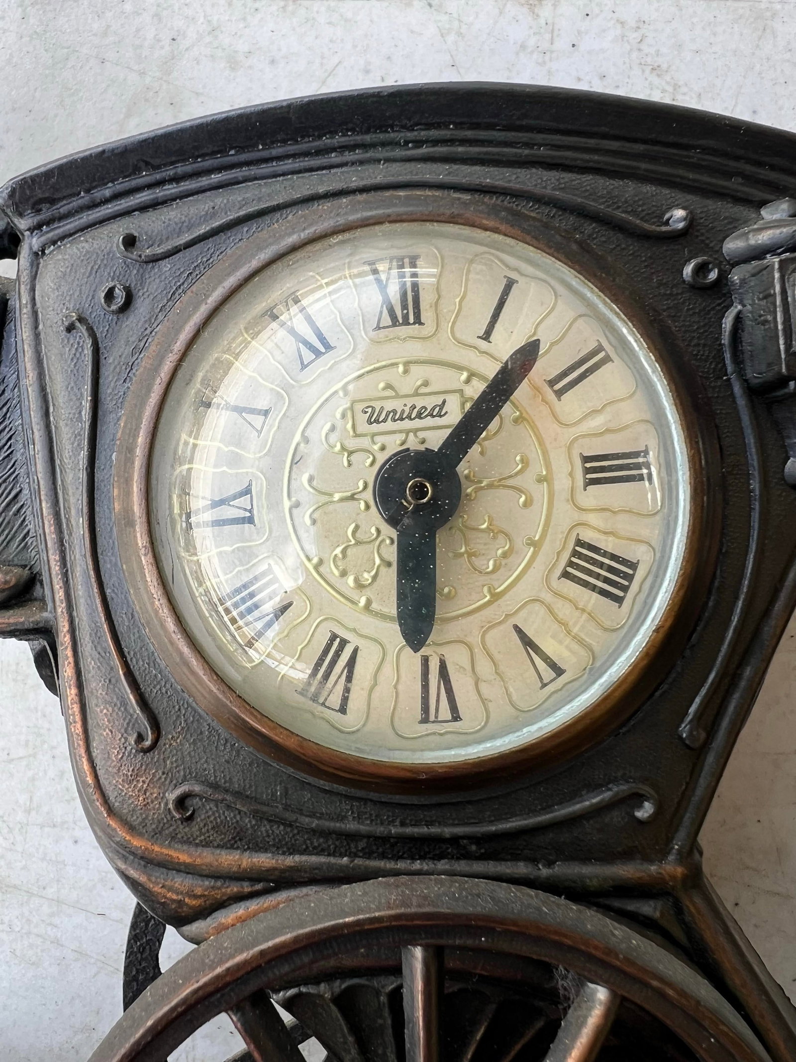 Vintage United Metal Goods Horse Carriage Clock & Lamp - 3