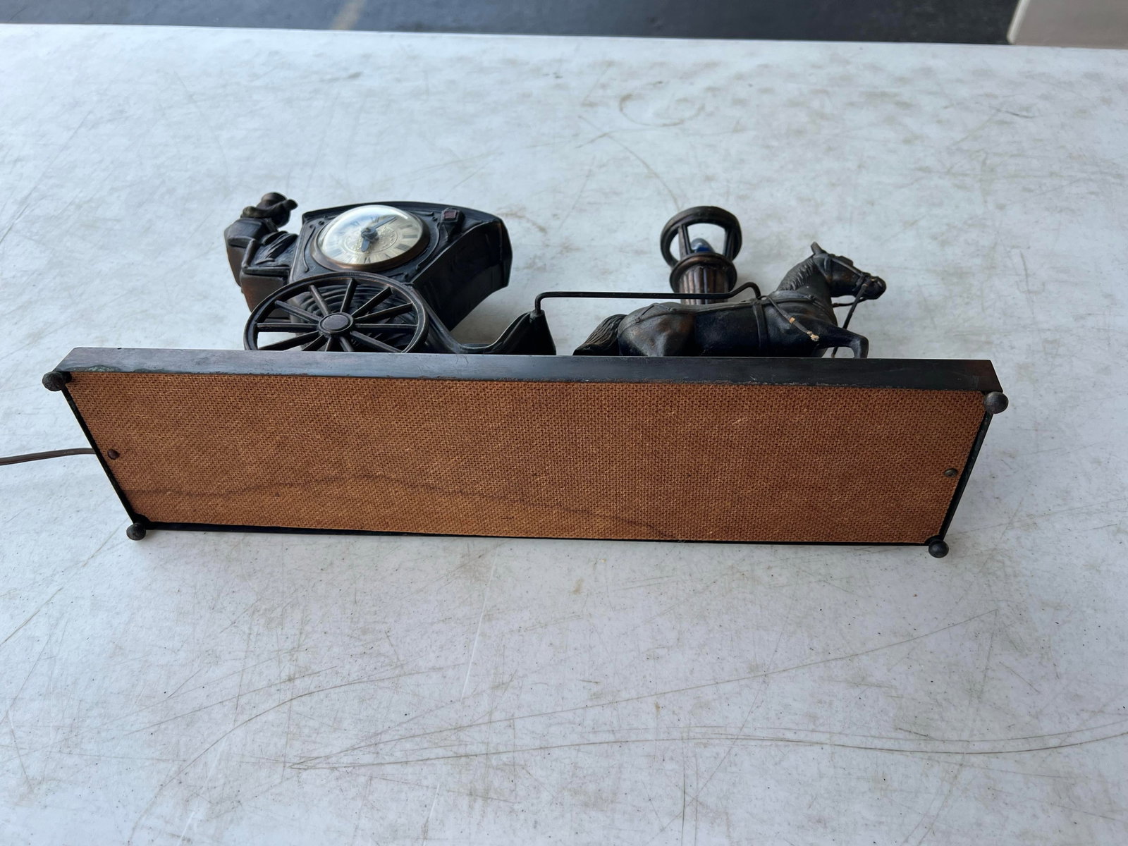 Vintage United Metal Goods Horse Carriage Clock & Lamp - 9
