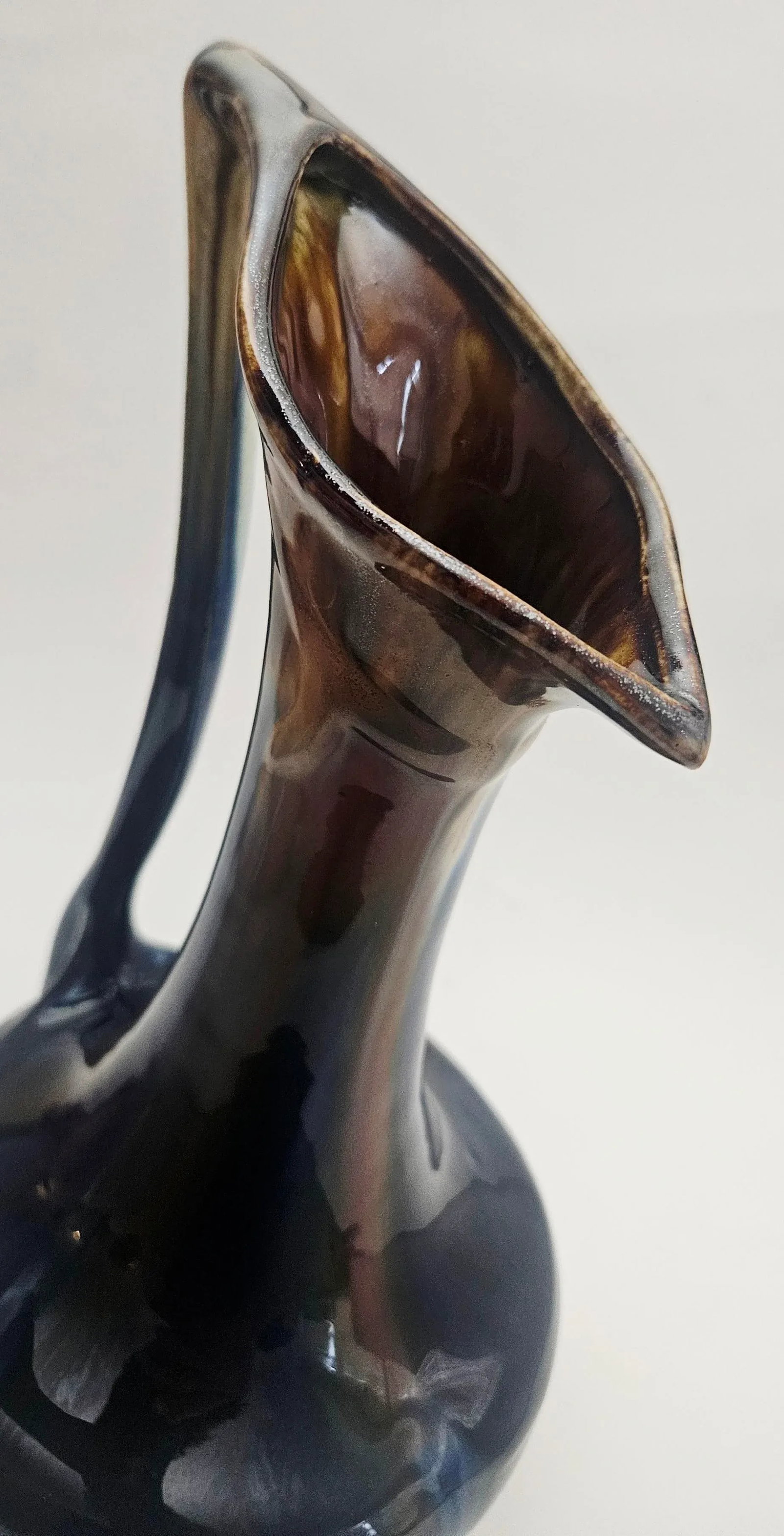 Early 20th Century Art Nouveau High Gloss Glazed Pottery Pitcher Attributed to Faiencerie De Thulin - 12