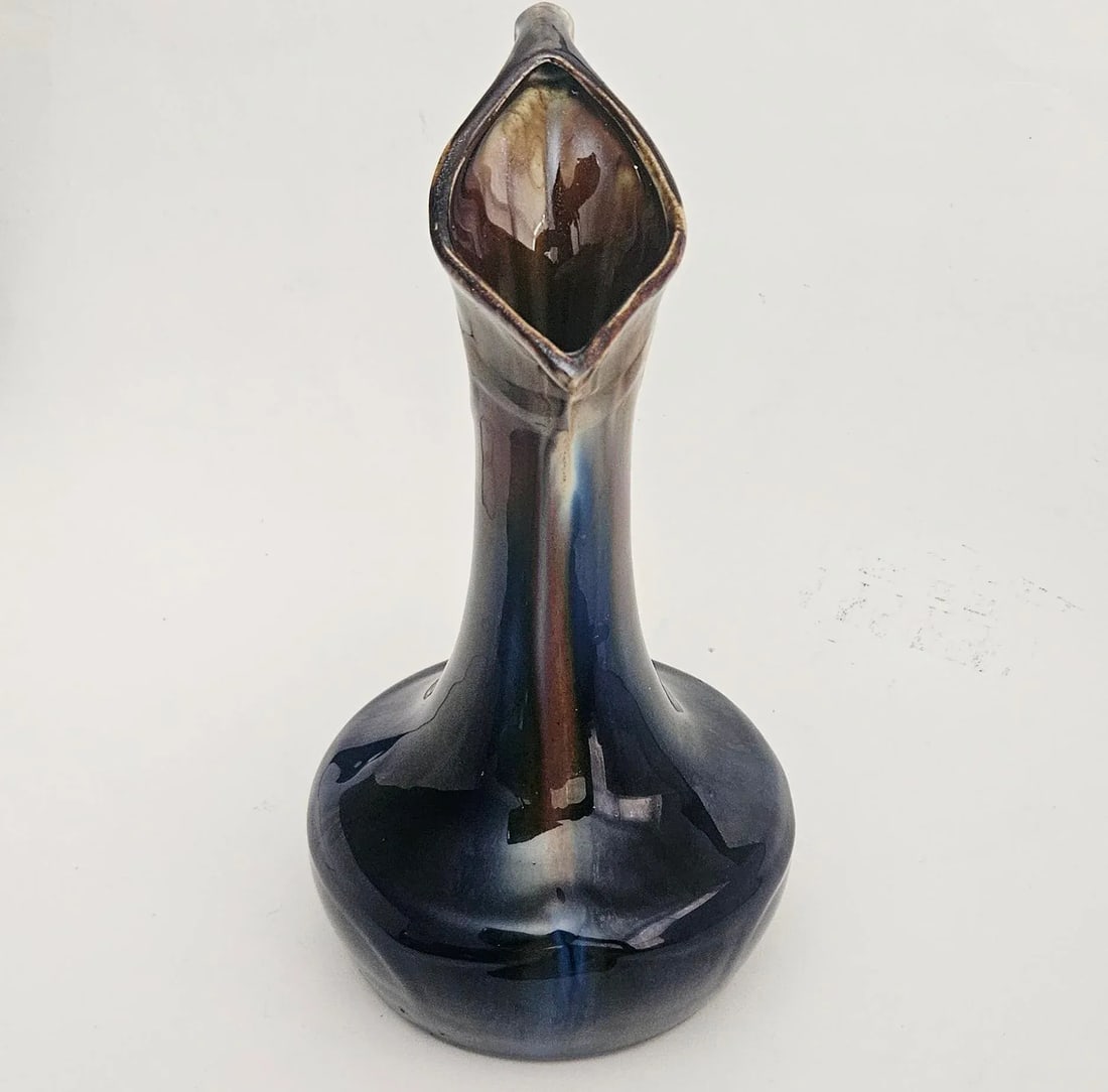 Early 20th Century Art Nouveau High Gloss Glazed Pottery Pitcher Attributed to Faiencerie De Thulin - 3