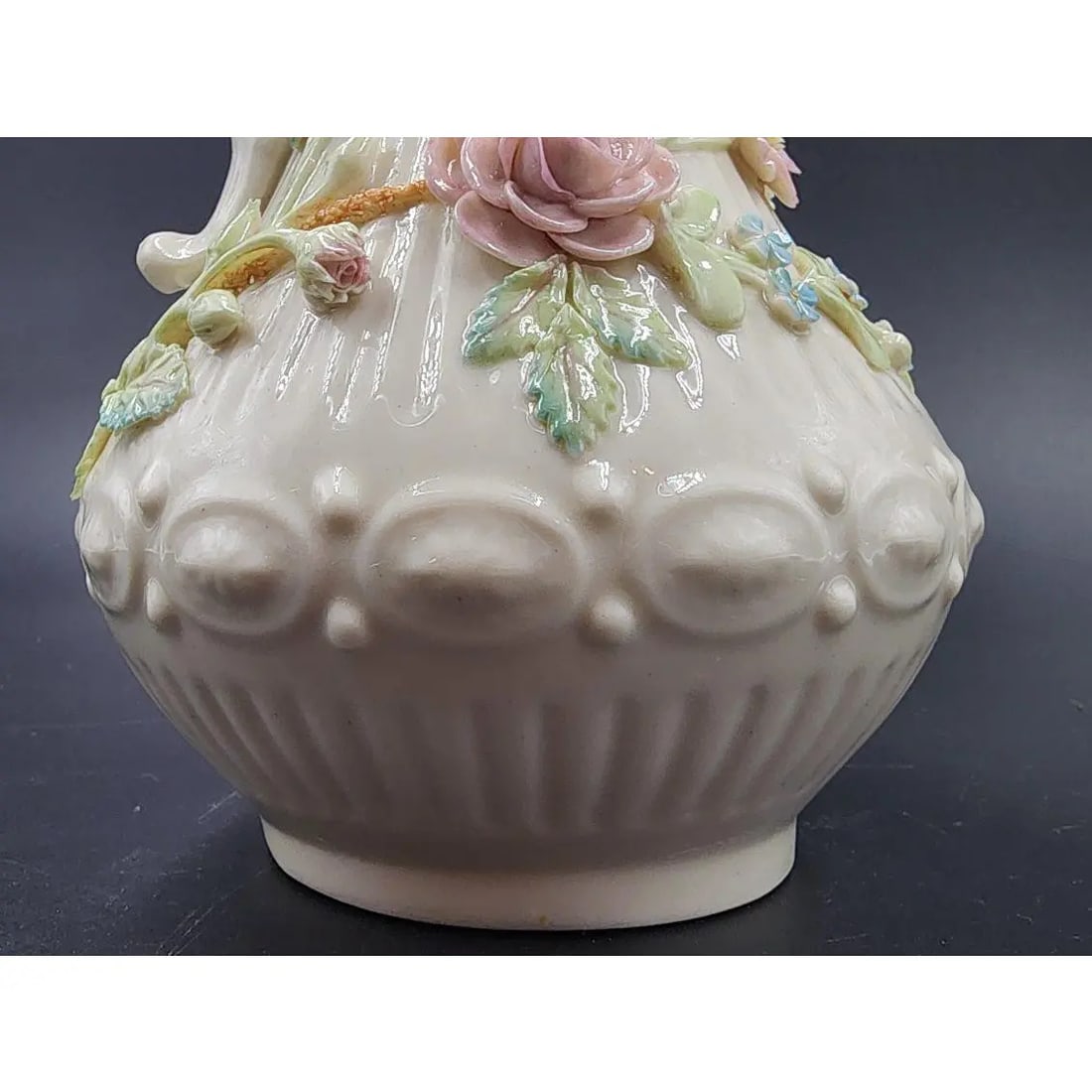 Late 20th Century Large 9" Vintage Belleek Aberdeen Ewer W/ Applied Flowers - 16