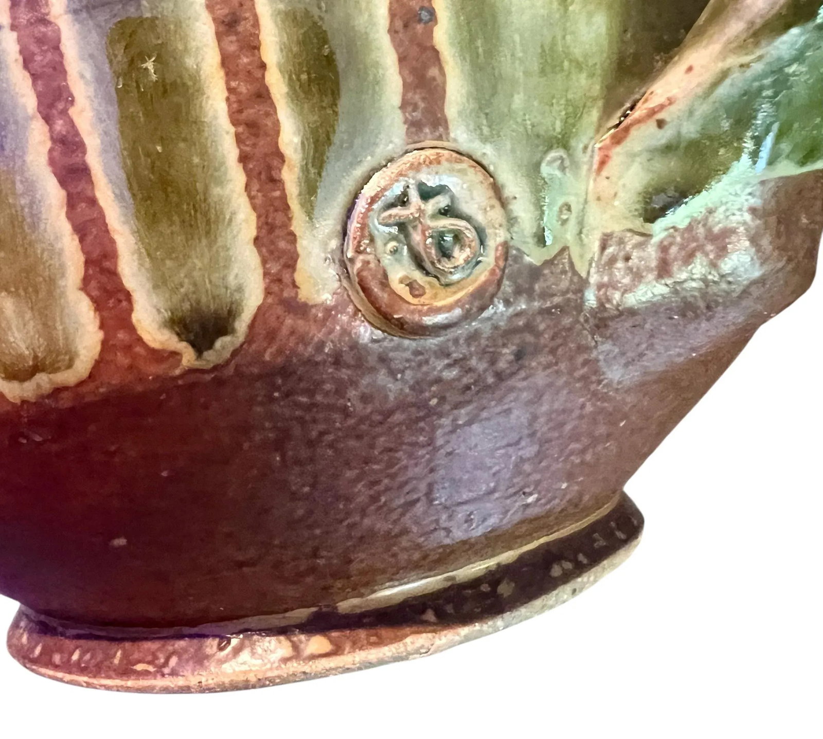 1990s Brad Tucker Cedar Creek Pottery Teapot-Seagrove NC-Green Ash Glaze-Art Studio - 11