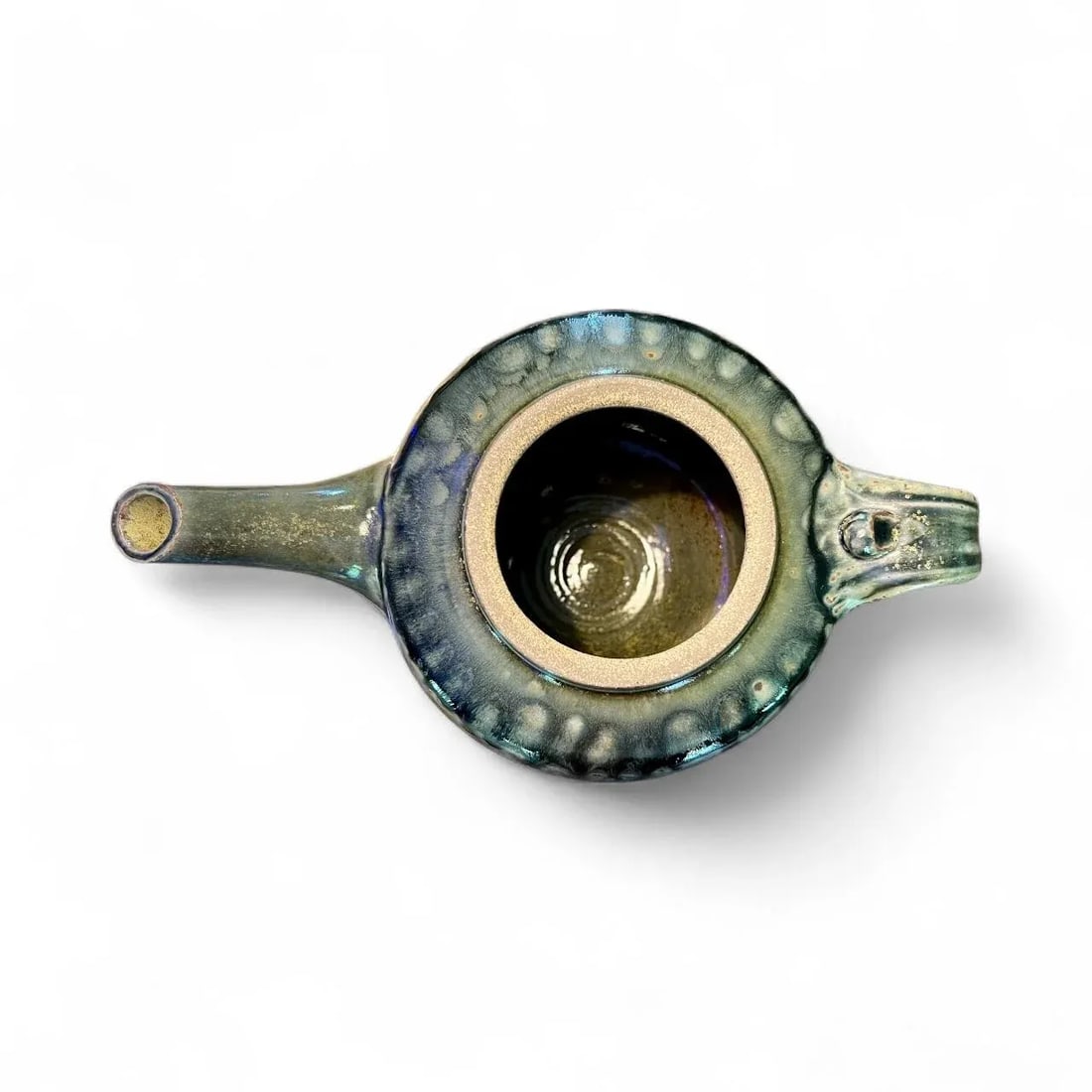 1990s Brad Tucker Cedar Creek Pottery Teapot-Seagrove NC-Green Ash Glaze-Art Studio - 14