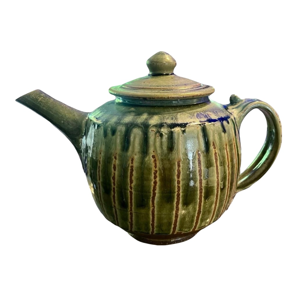 1990s Brad Tucker Cedar Creek Pottery Teapot-Seagrove NC-Green Ash Glaze-Art Studio (1 of 15)
