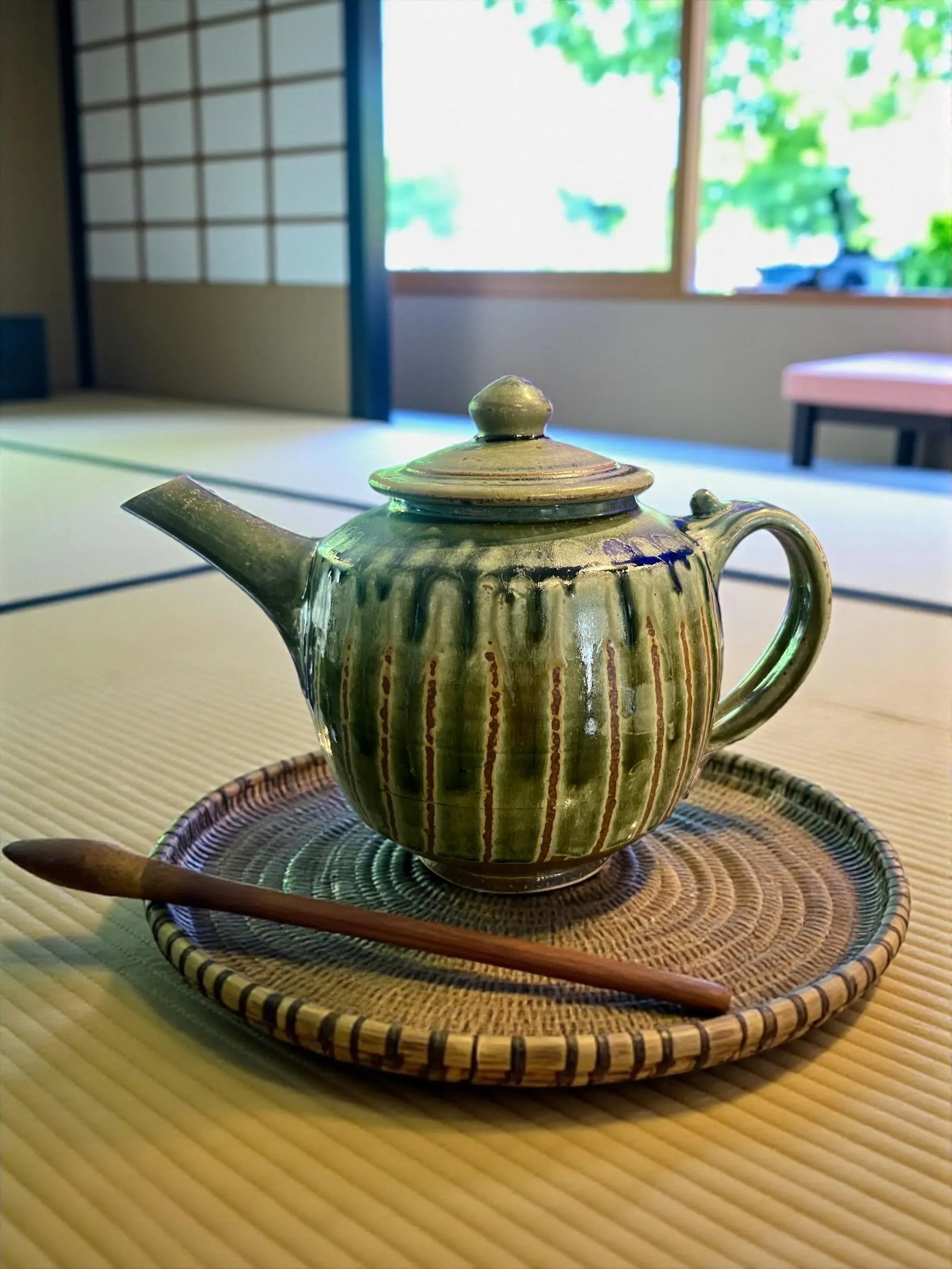1990s Brad Tucker Cedar Creek Pottery Teapot-Seagrove NC-Green Ash Glaze-Art Studio - 2
