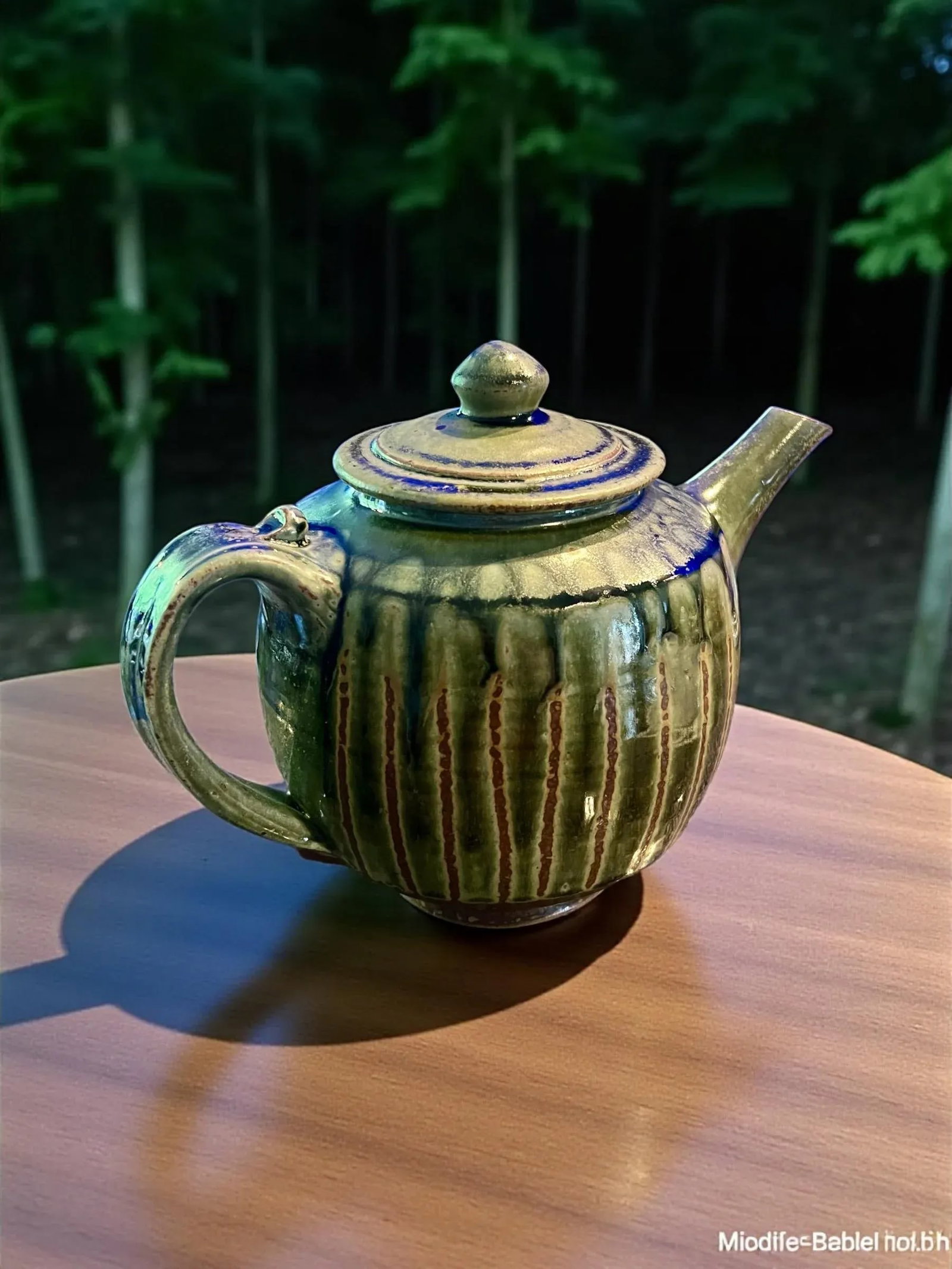 1990s Brad Tucker Cedar Creek Pottery Teapot-Seagrove NC-Green Ash Glaze-Art Studio - 4