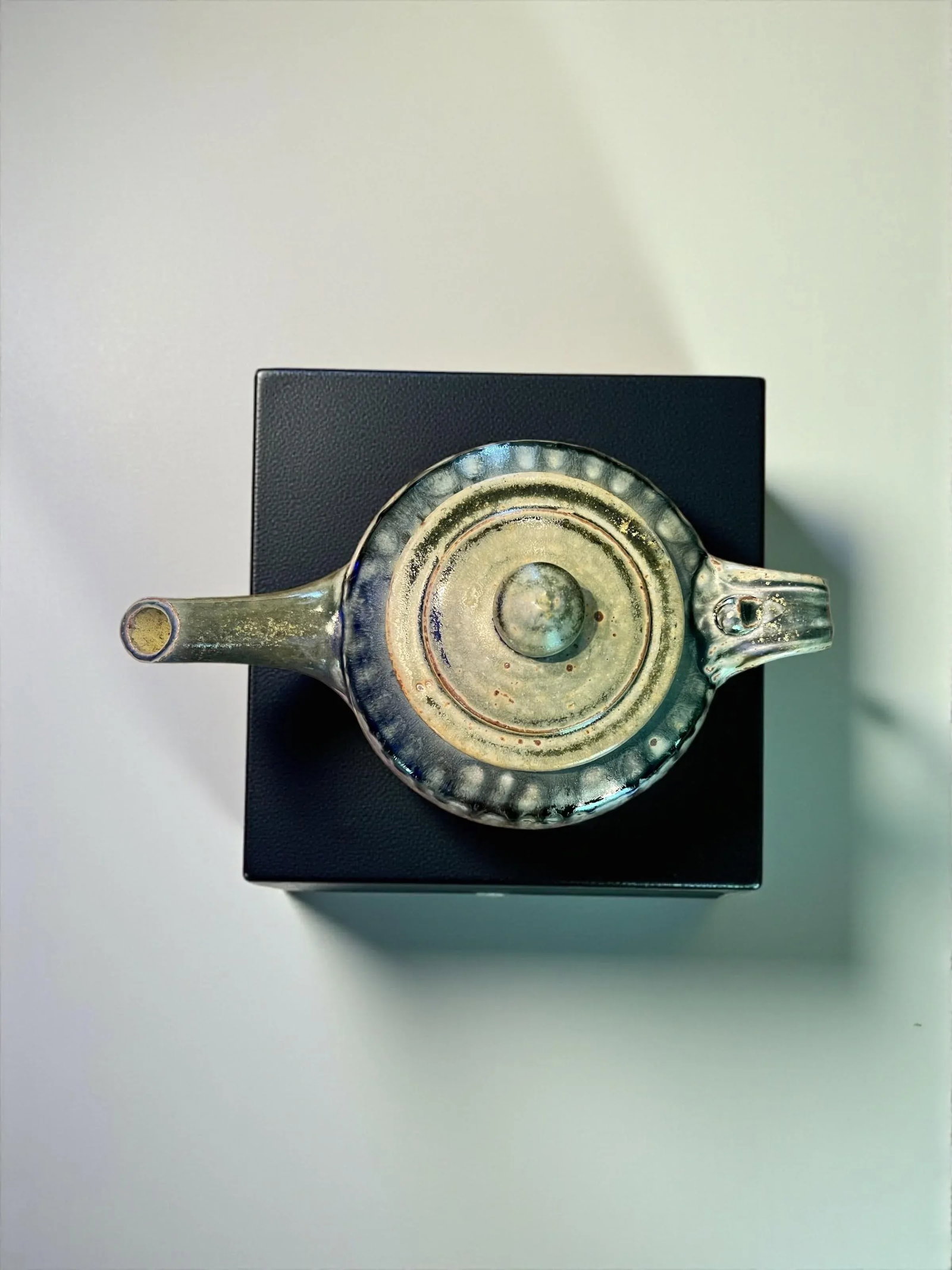1990s Brad Tucker Cedar Creek Pottery Teapot-Seagrove NC-Green Ash Glaze-Art Studio - 9