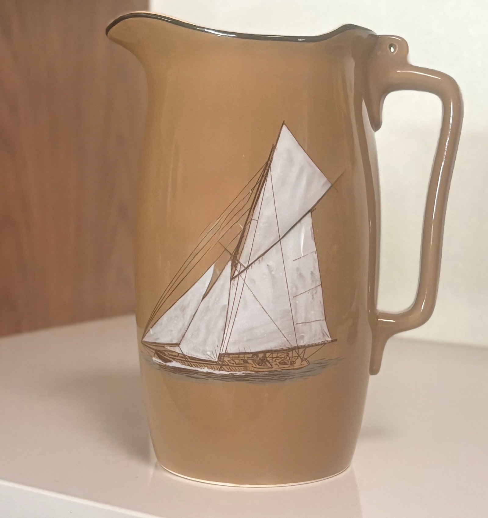 Staffordshire Creamware Liverpool Inspired Pitcher With Sailing Ship - 2