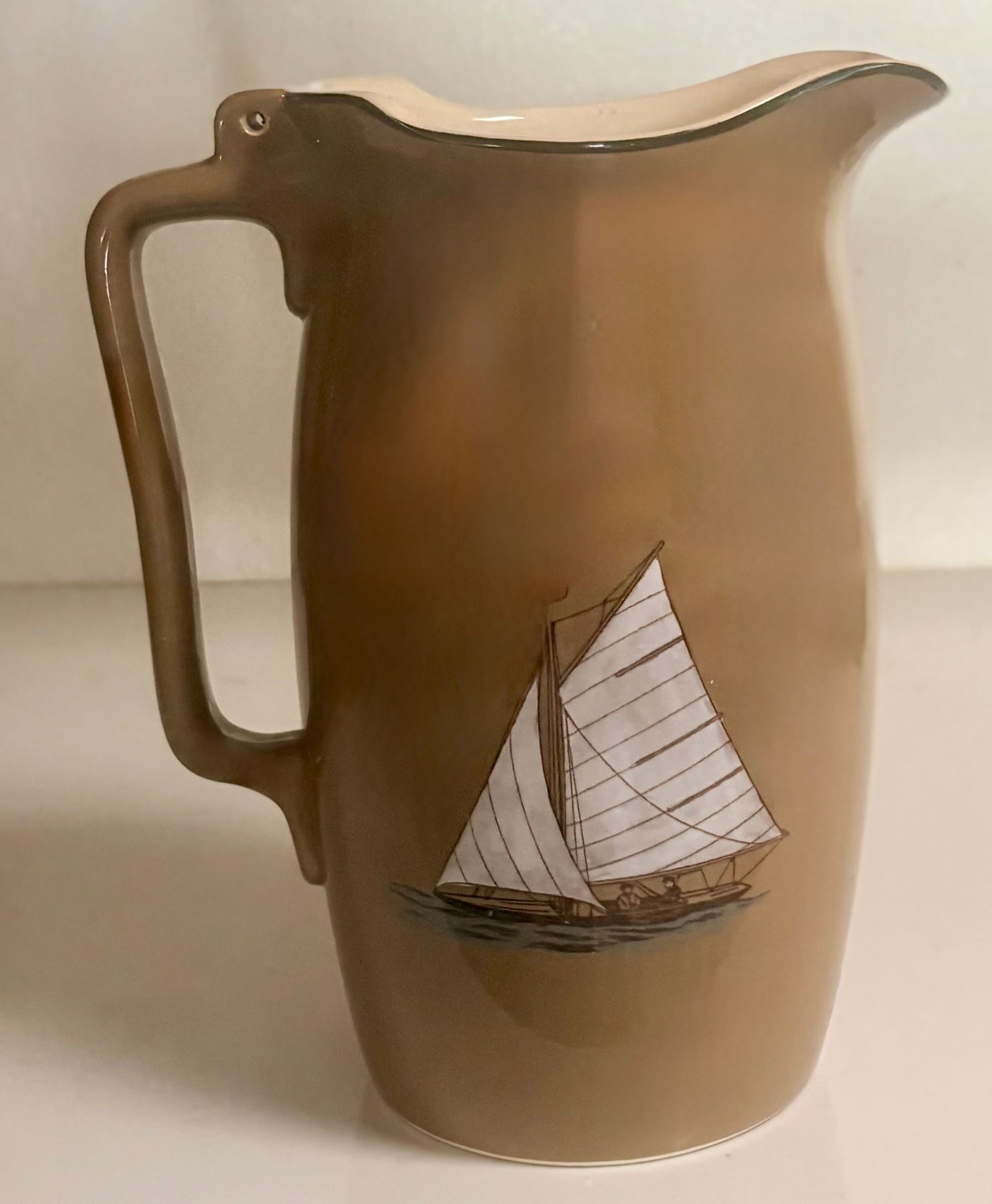 Staffordshire Creamware Liverpool Inspired Pitcher With Sailing Ship - 4