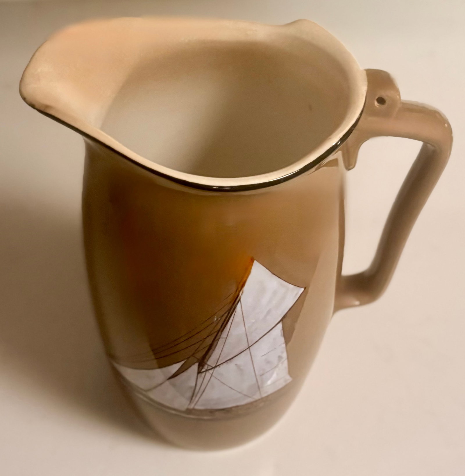 Staffordshire Creamware Liverpool Inspired Pitcher With Sailing Ship - 5
