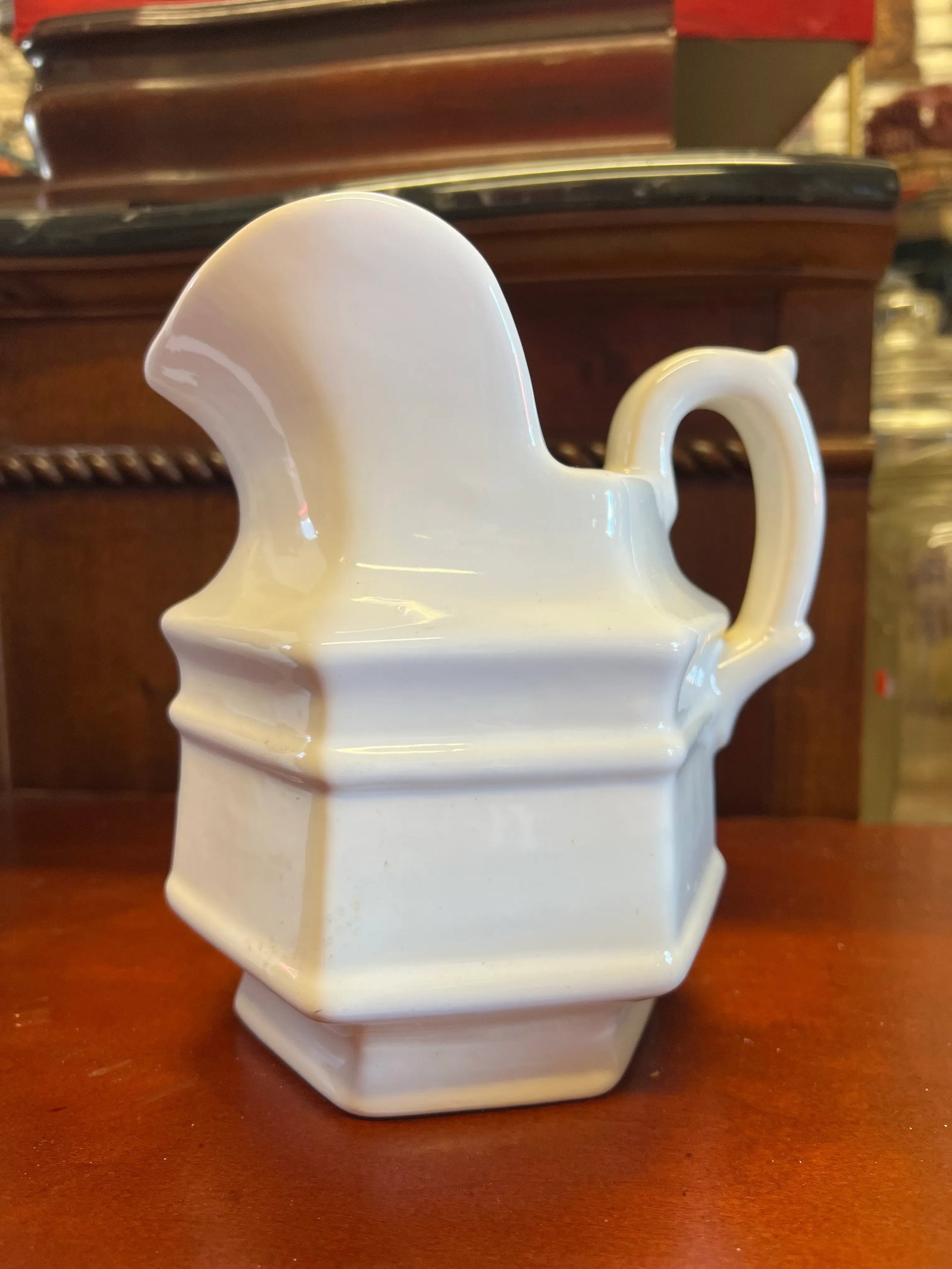 Mid 20th Century Haeger French White Hexagon Pitcher - 2